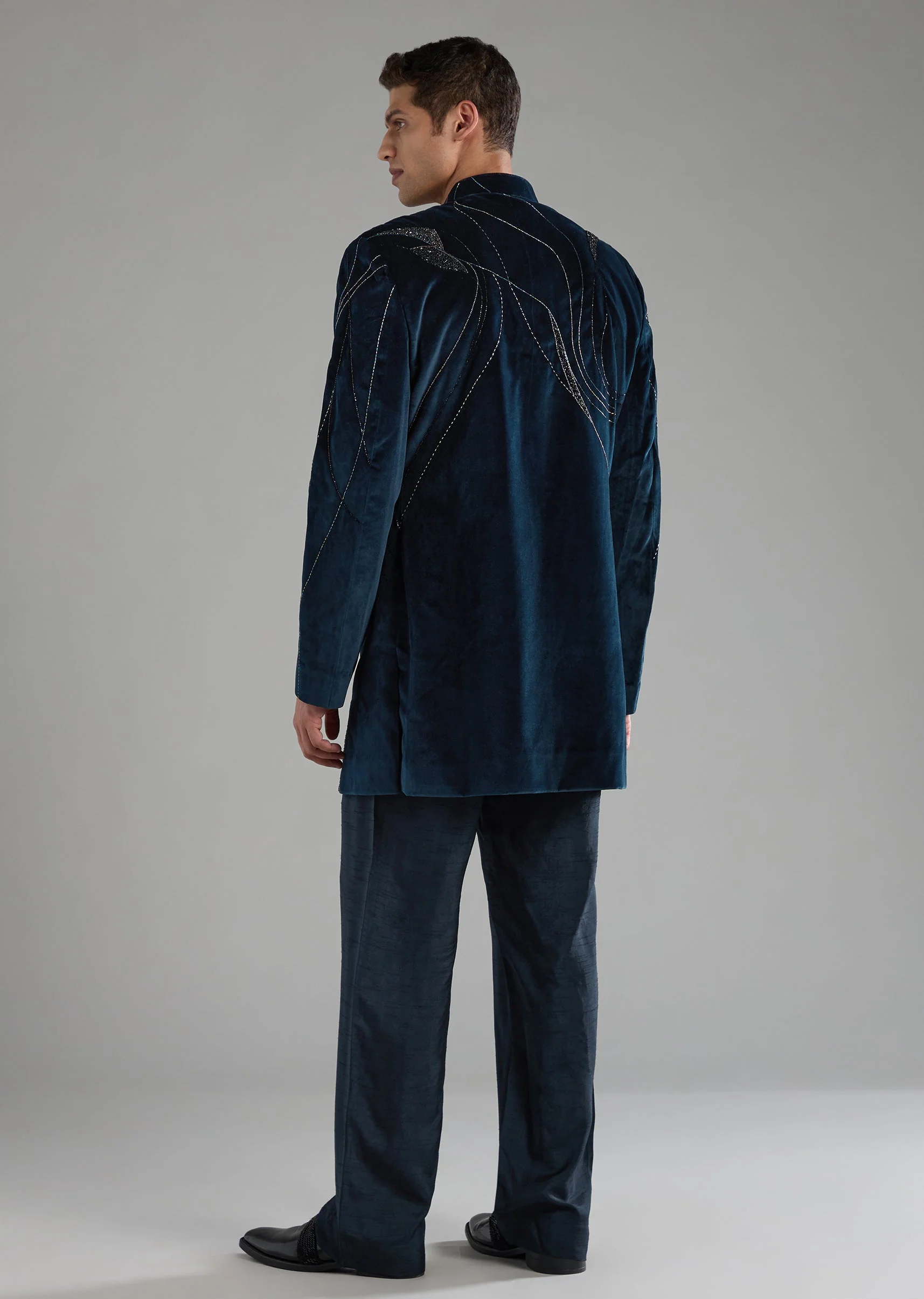 Blue Velvet Indo Western Set - Image 5