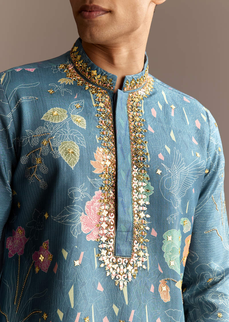 Blue Viscose Kurta Set