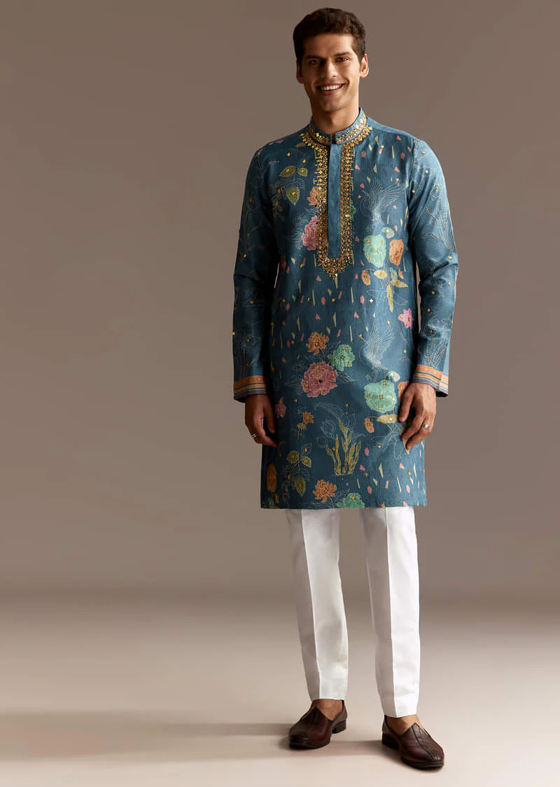 Blue Viscose Kurta Set - Image 2