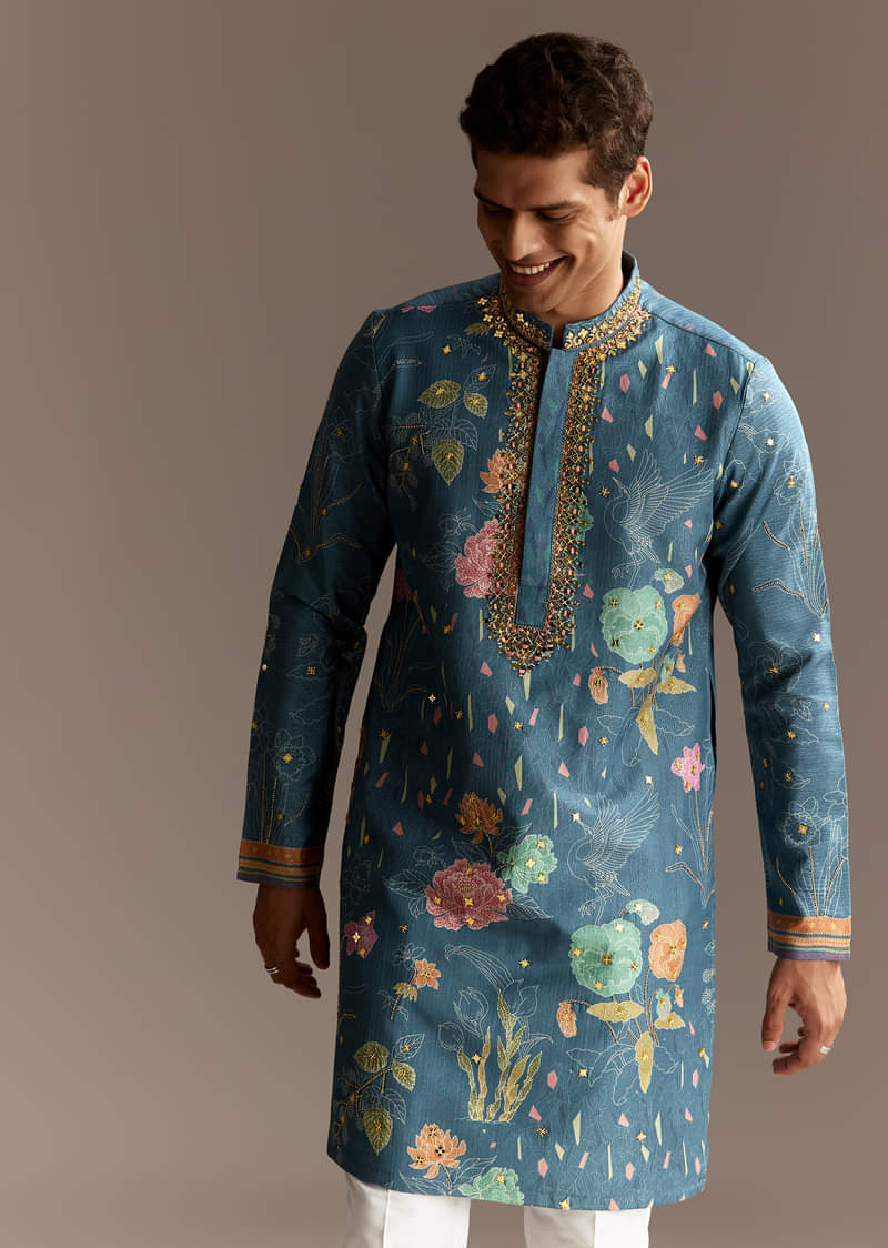 Blue Viscose Kurta Set - Image 3