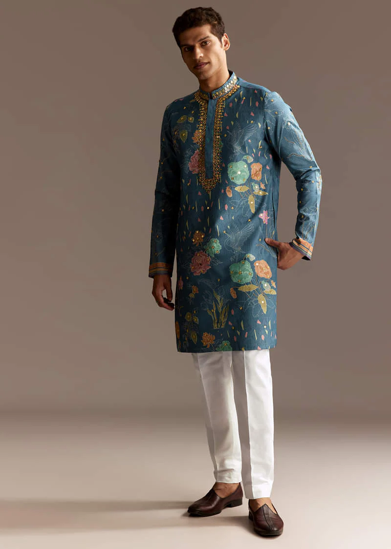 Blue Viscose Kurta Set - Image 5