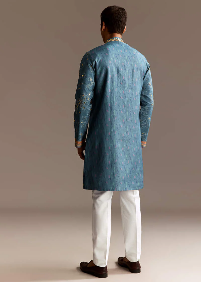 Blue Viscose Kurta Set - Image 6