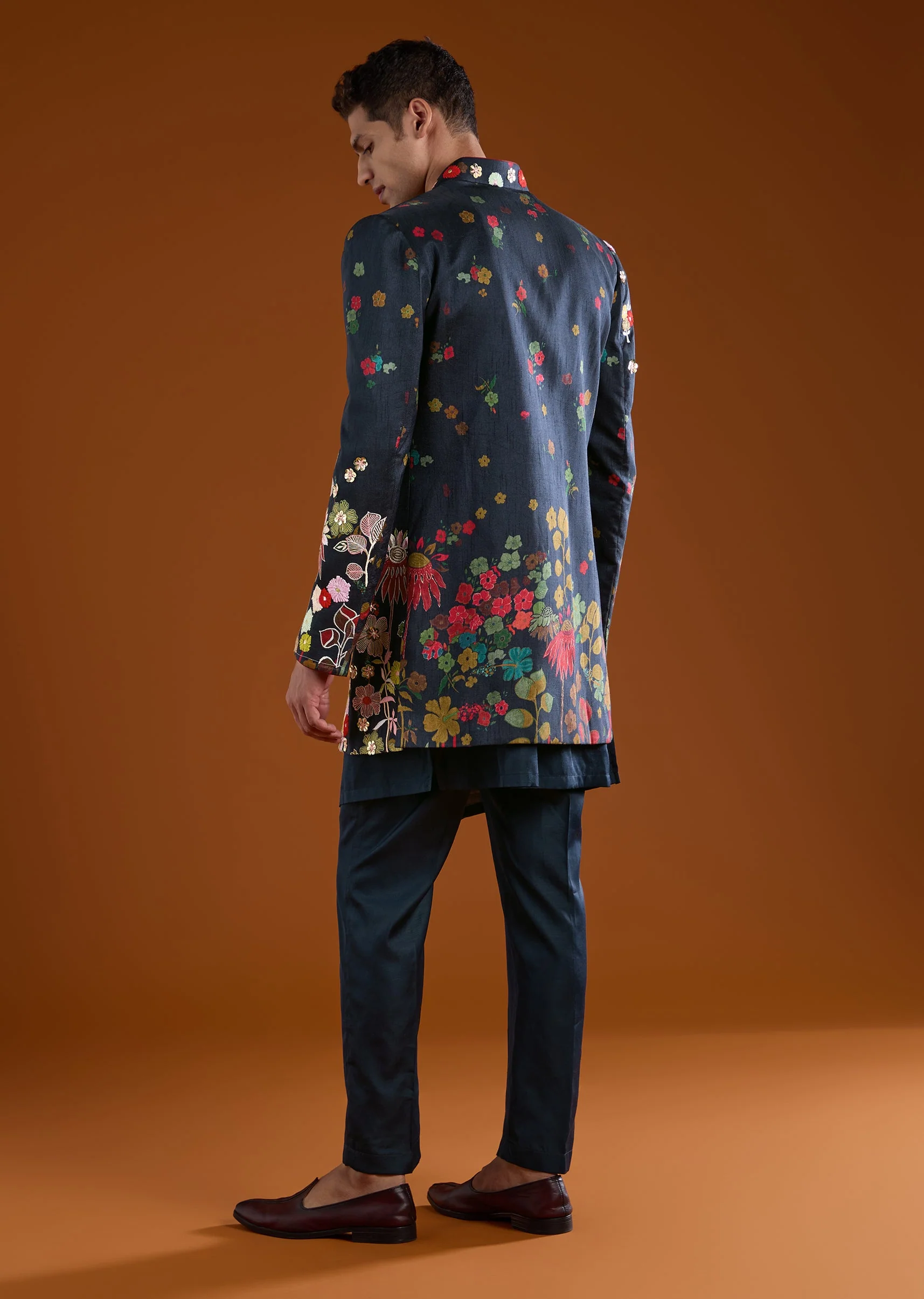 Blue Viscose Mens Indowestern Kurta Pant Set - Image 5