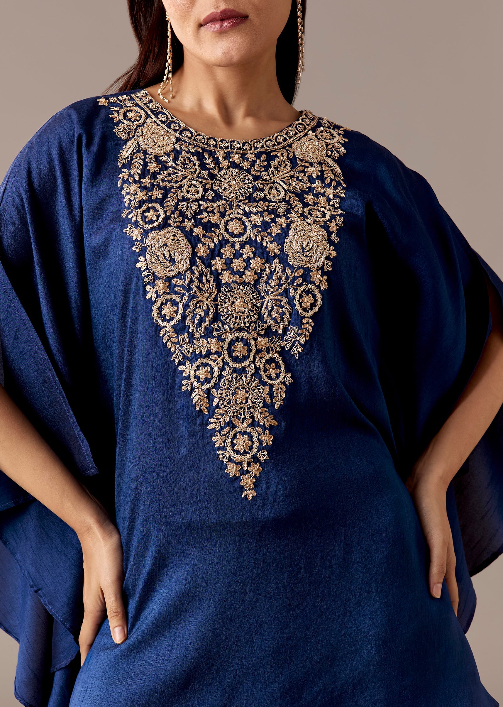 Blue Zari Kaftan Palazzo Set - Image 2