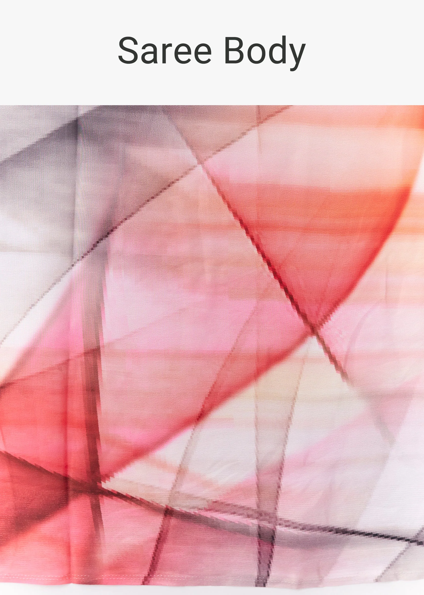 Blush Grey And Red Georgette Saree With All Over Abstract Print - Image 9