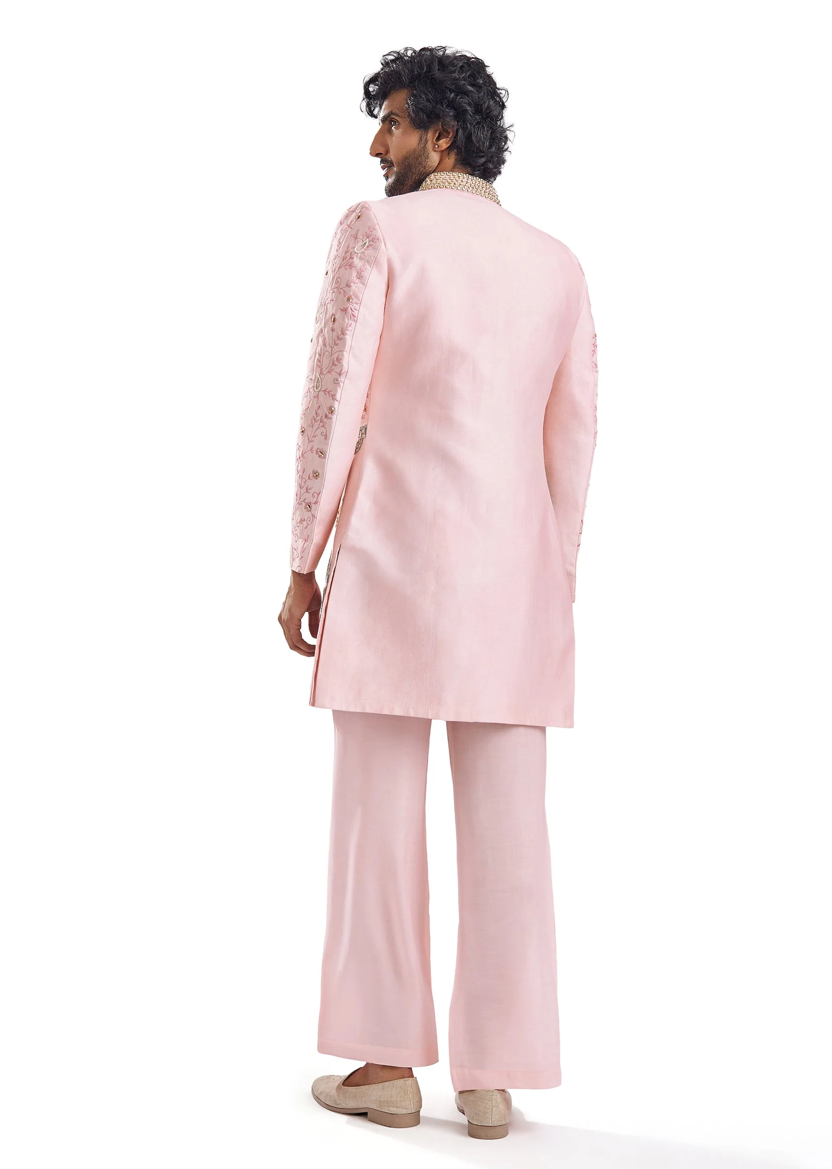 Blush Pink Chanderi Indo Western Set - Image 6