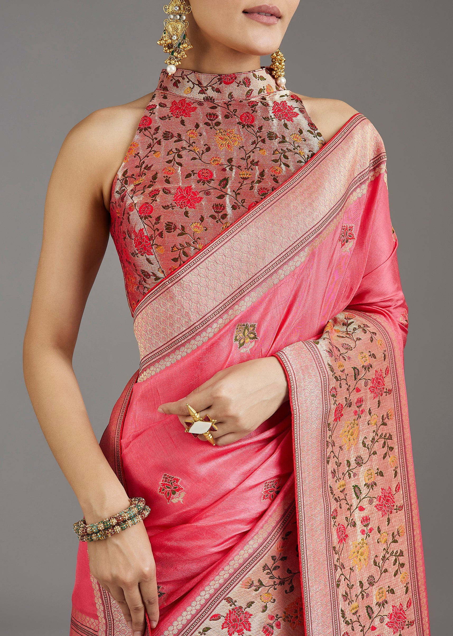 Blush Pink Dola Silk Saree - Image 2