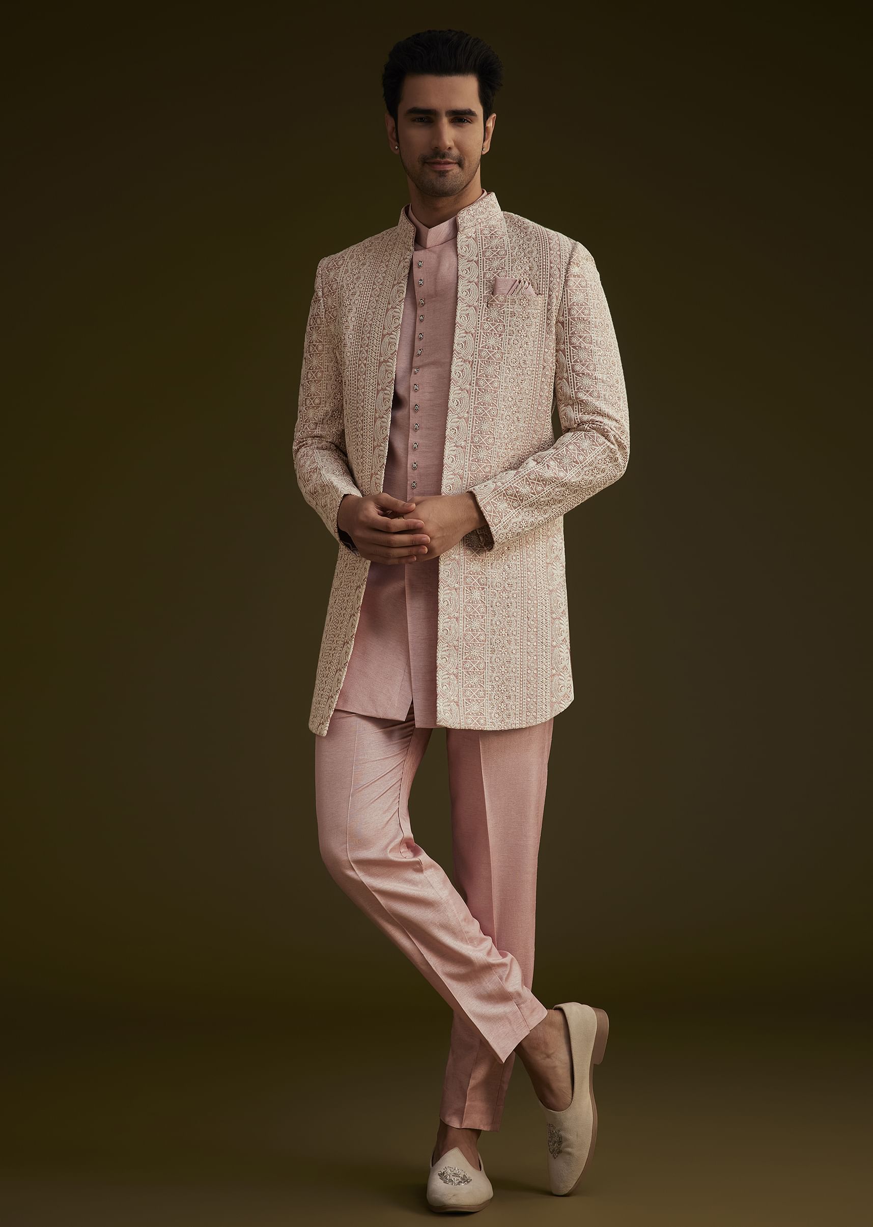 Blush Pink Embroidered Indo Western Set - Image 2