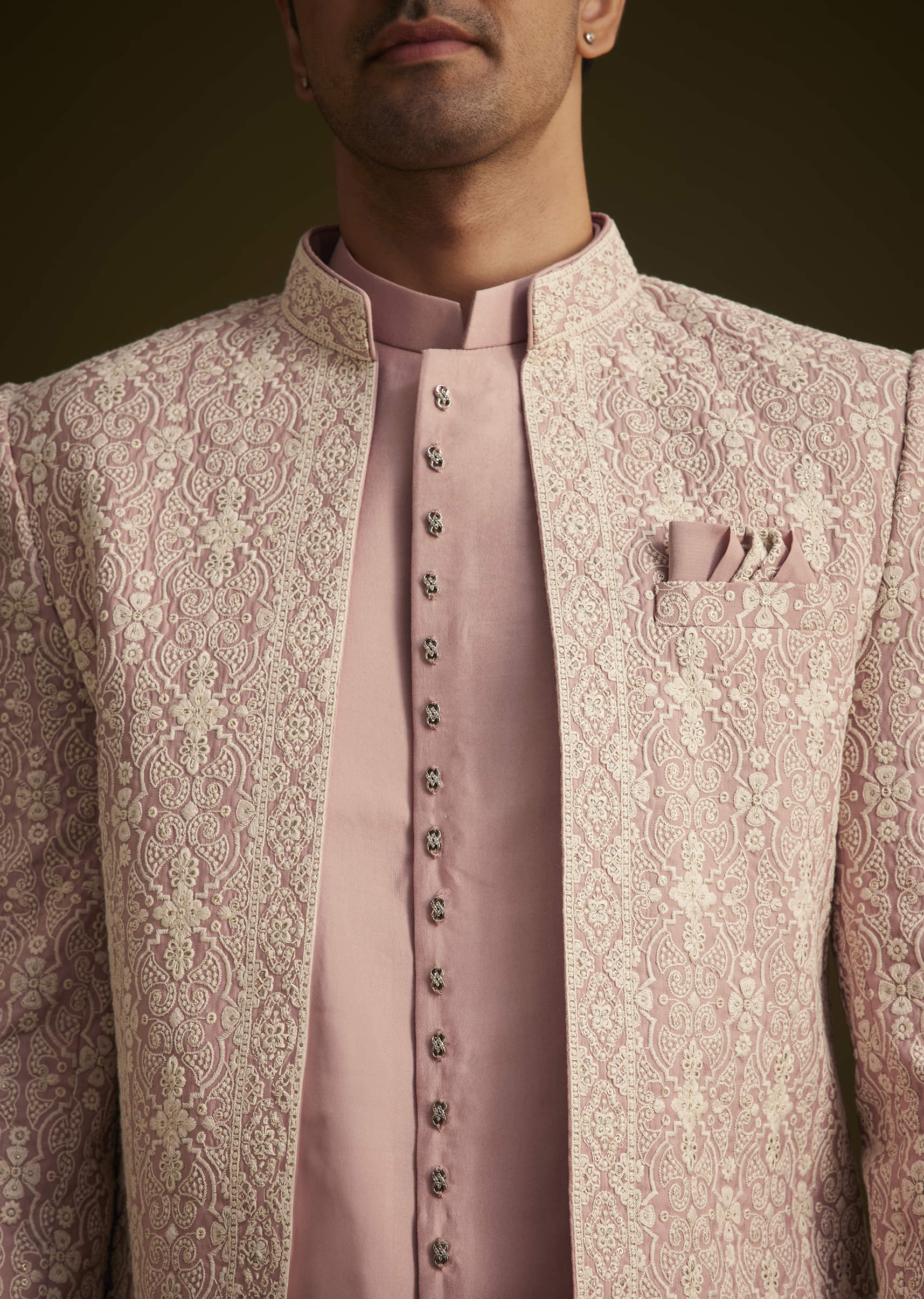 Blush Pink Embroidered Indo Western Set - Image 8