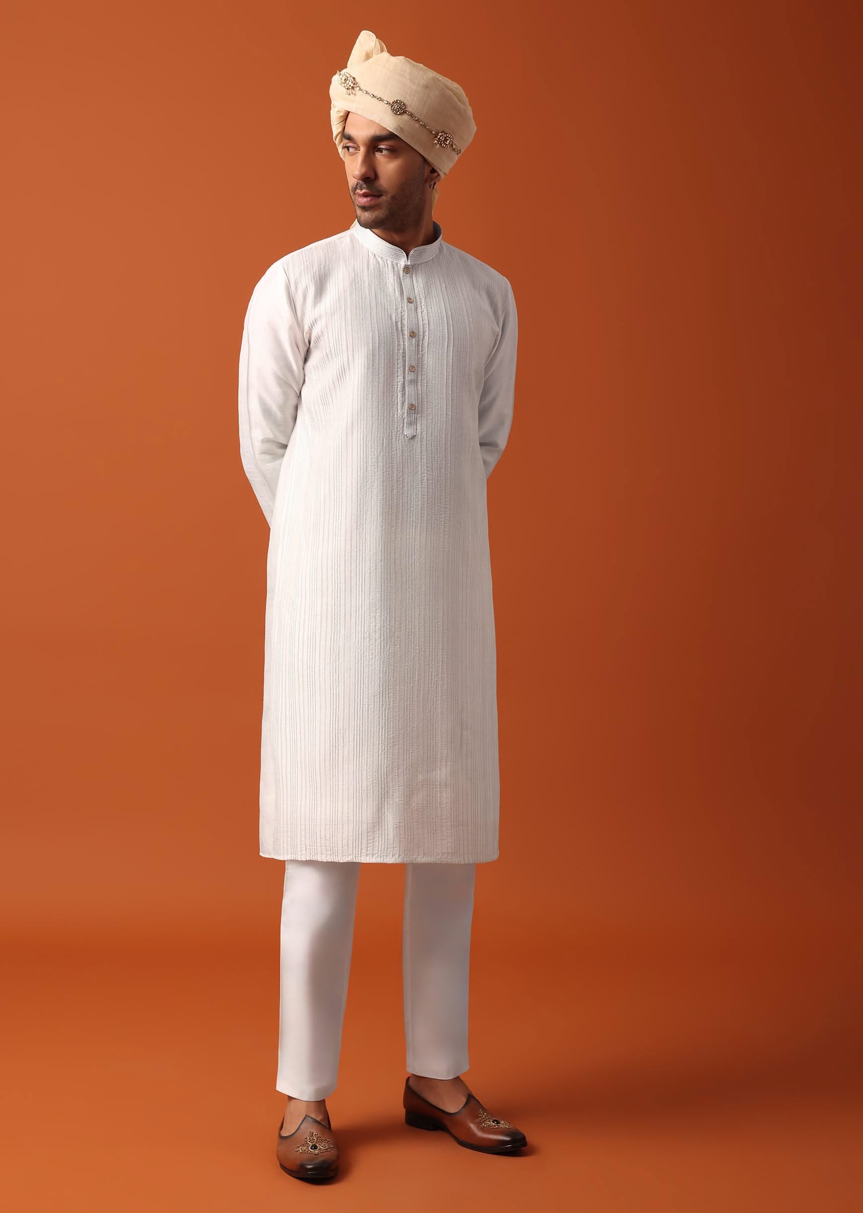 Blush Pink Sherwani Adorned with Intricate Embroidery All Over - Image 6
