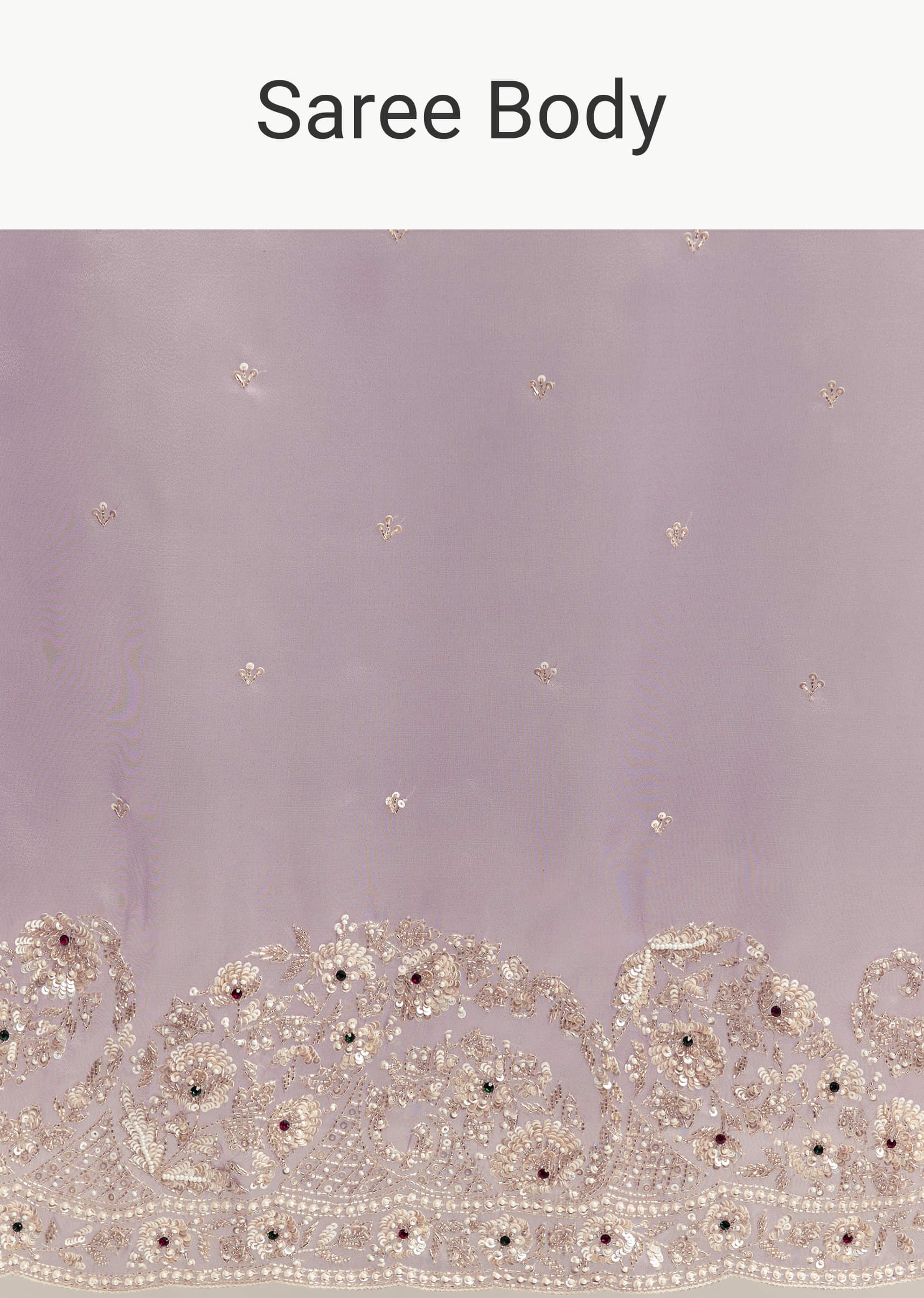 Blush Purple Tissue Saree With Floral Embroidery - Image 8