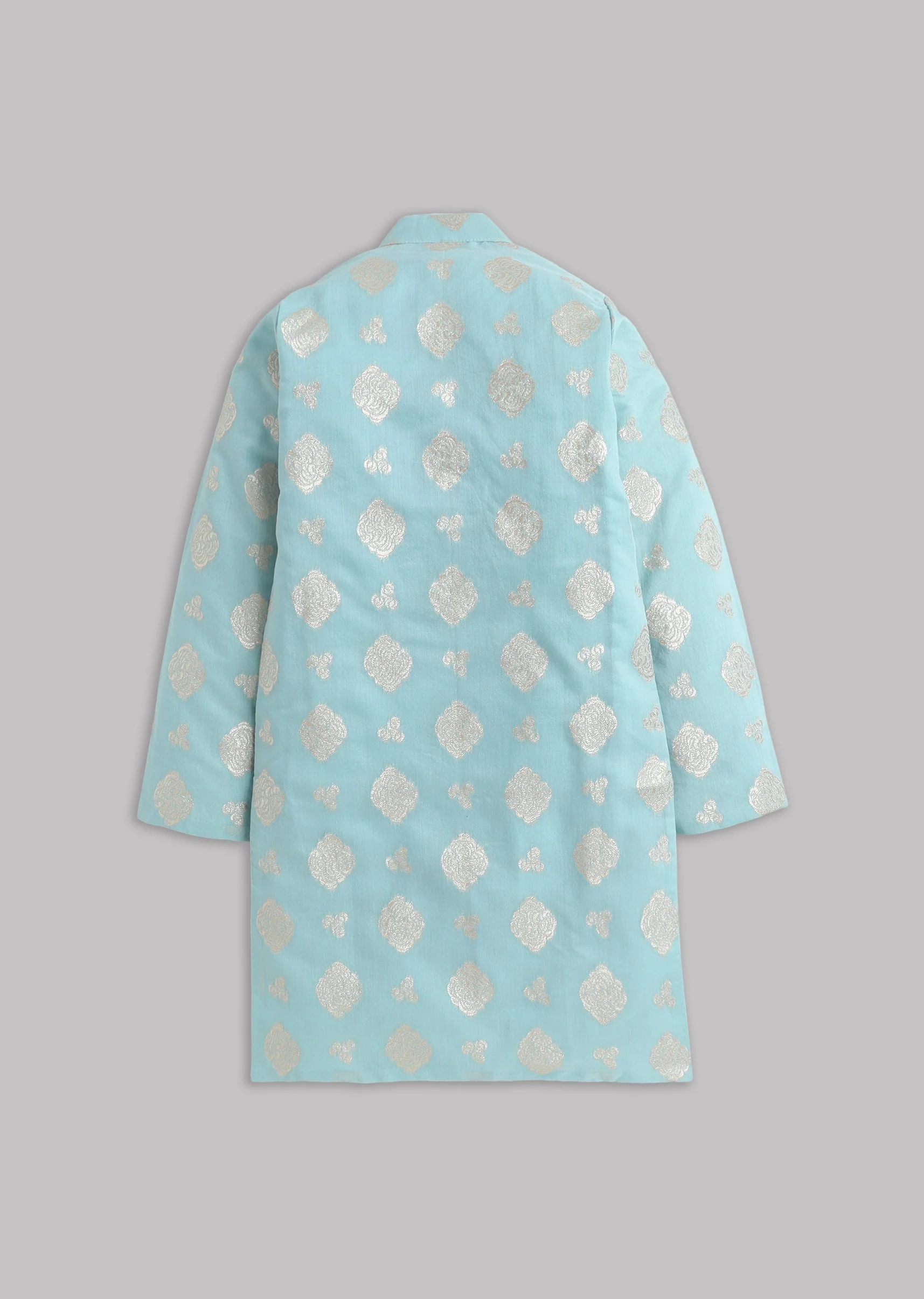 Boys Aqua Blue Kurta Set - Image 3