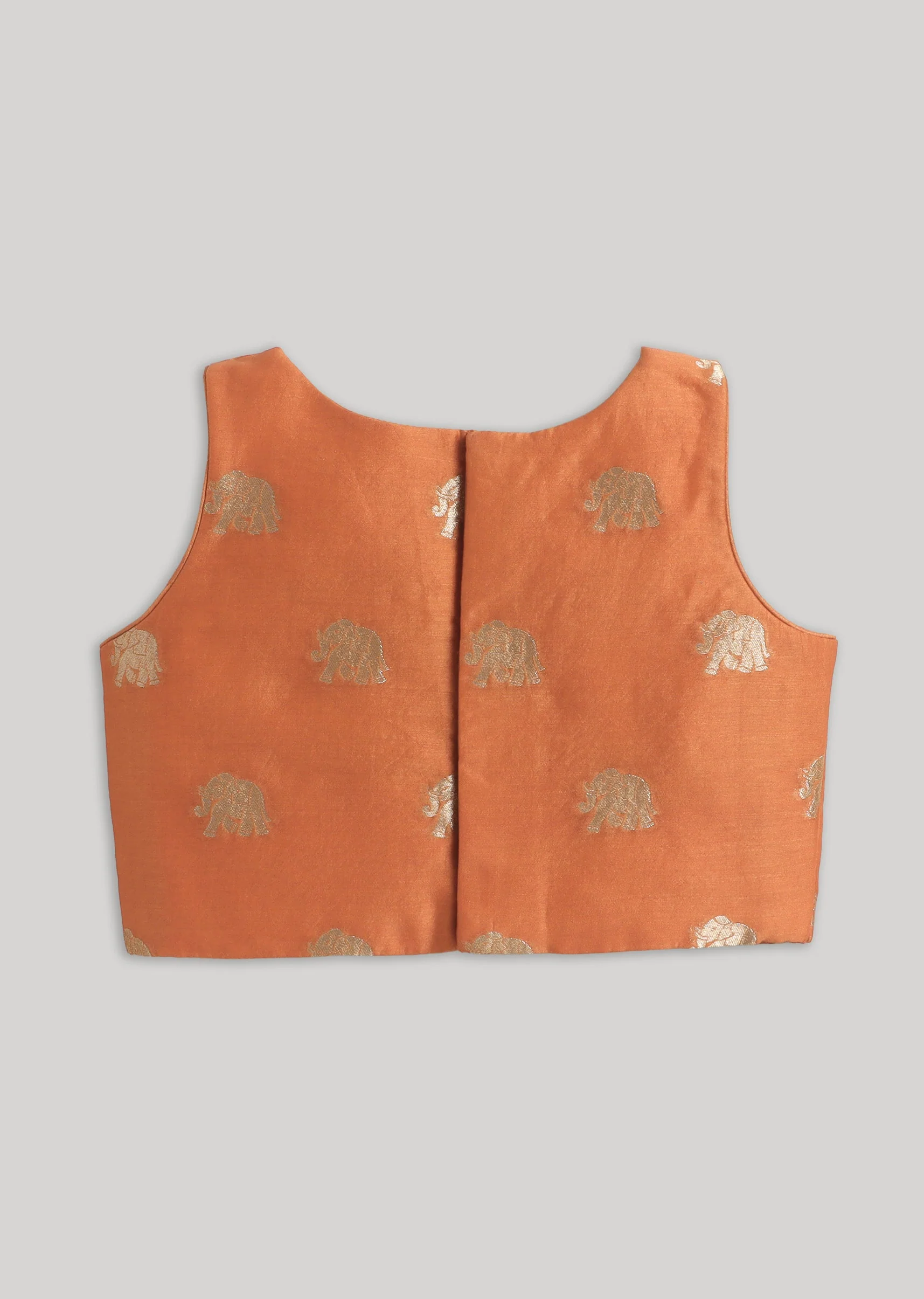Bright Orange Gold Chanderi Lehenga Set With Classic Gotta Detailing - Image 3