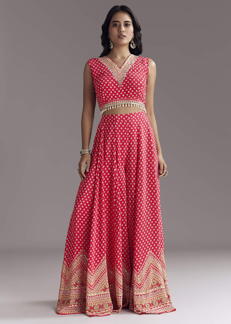 Bright Red Printed Cape Set - Image 6
