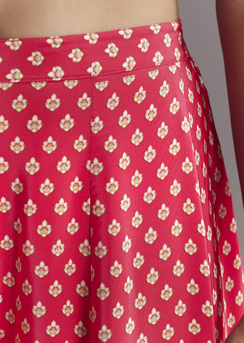 Bright Red Printed Cape Set - Image 7