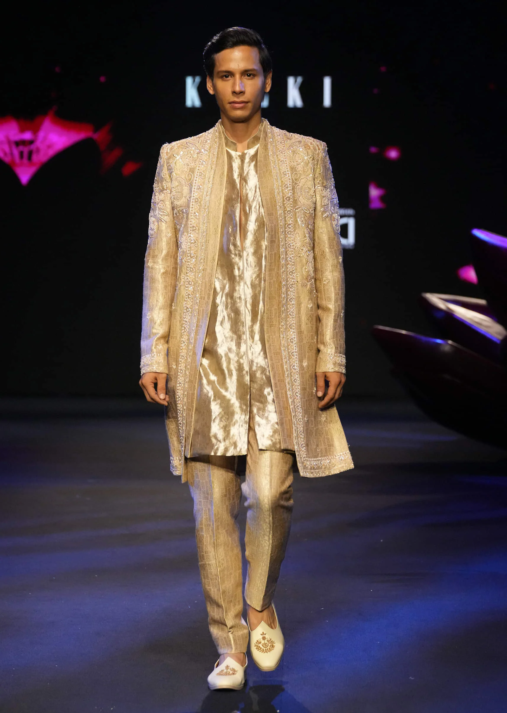 Bronze Banarasi Silk Embroidered Sherwani Suit With Dupatta - Image 2