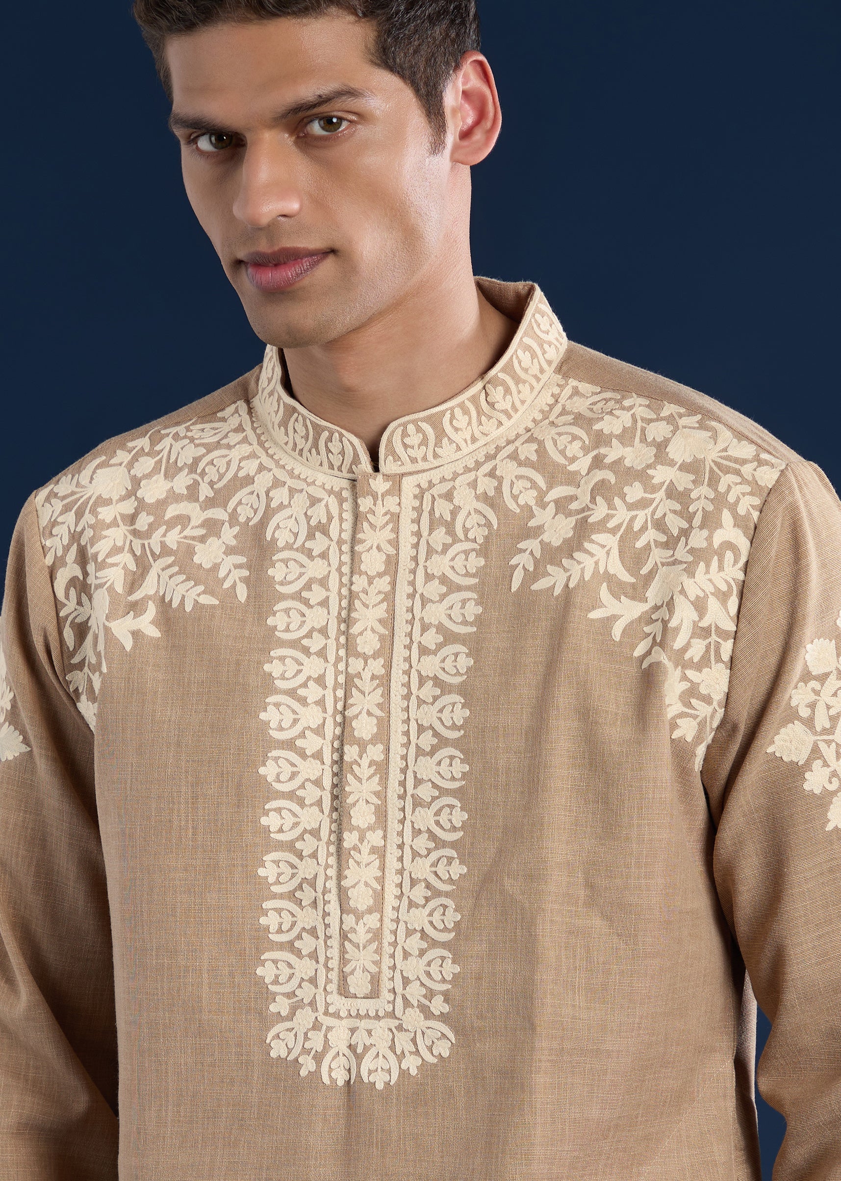 Brown Cotton Viscose Kurta Set - Image 2