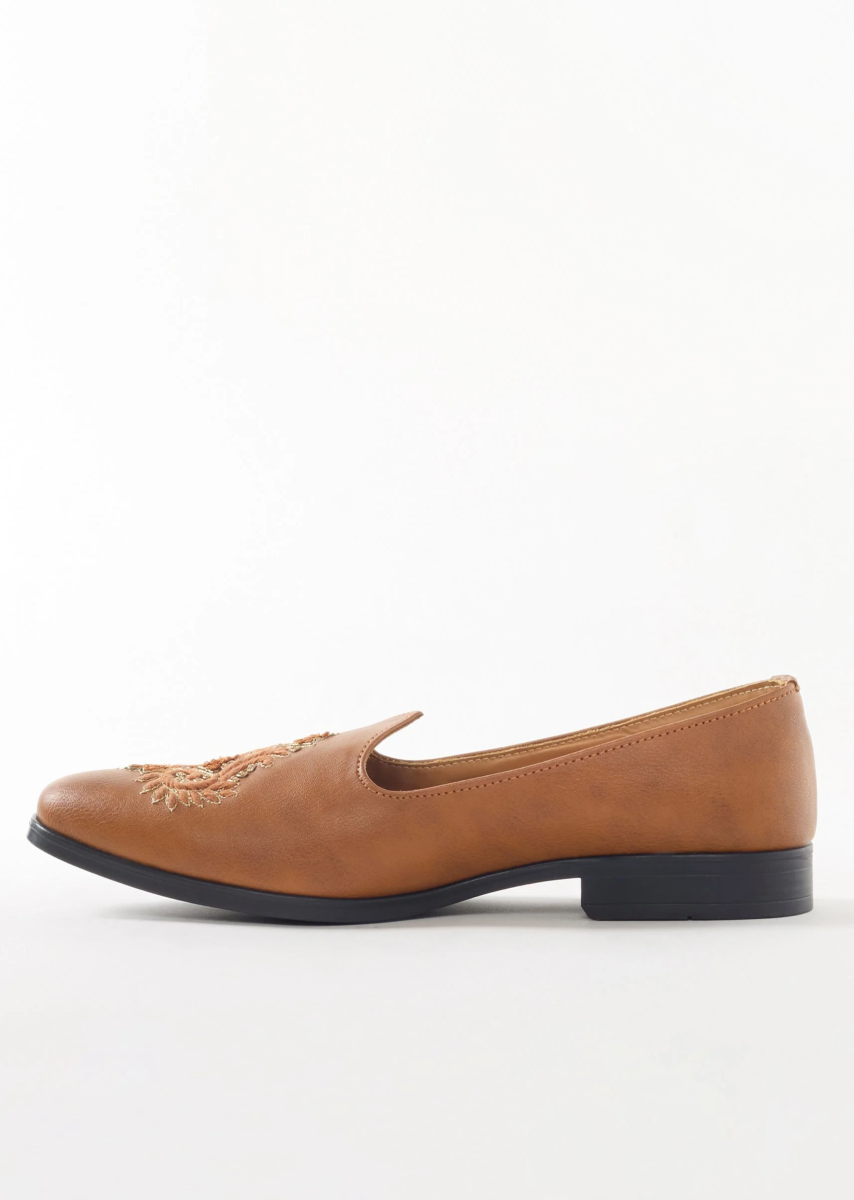 Brown Embroidered Ethnic Slip On Shoes For Men - Image 4