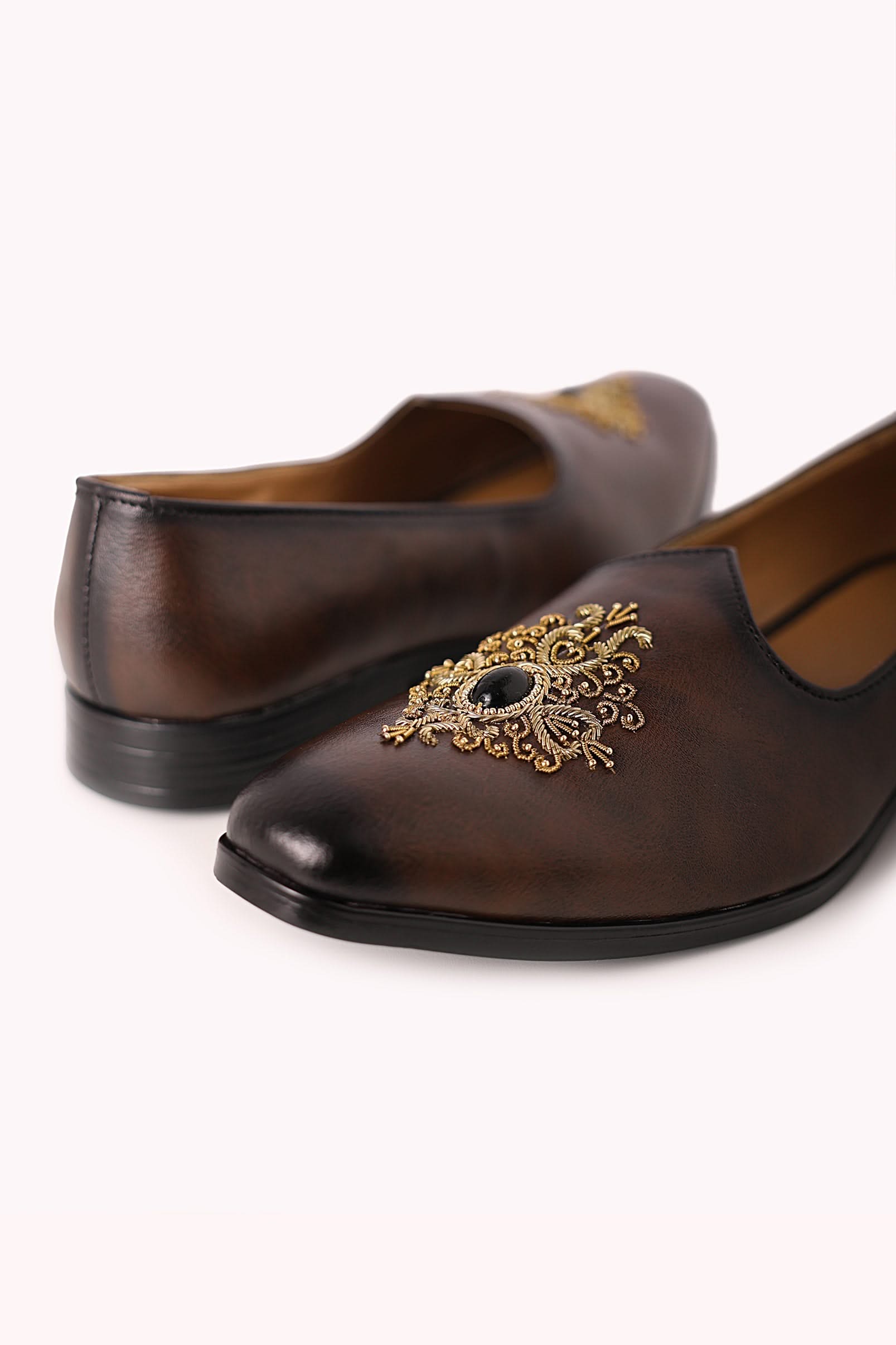 Brown Embroidered Juttis - Image 4