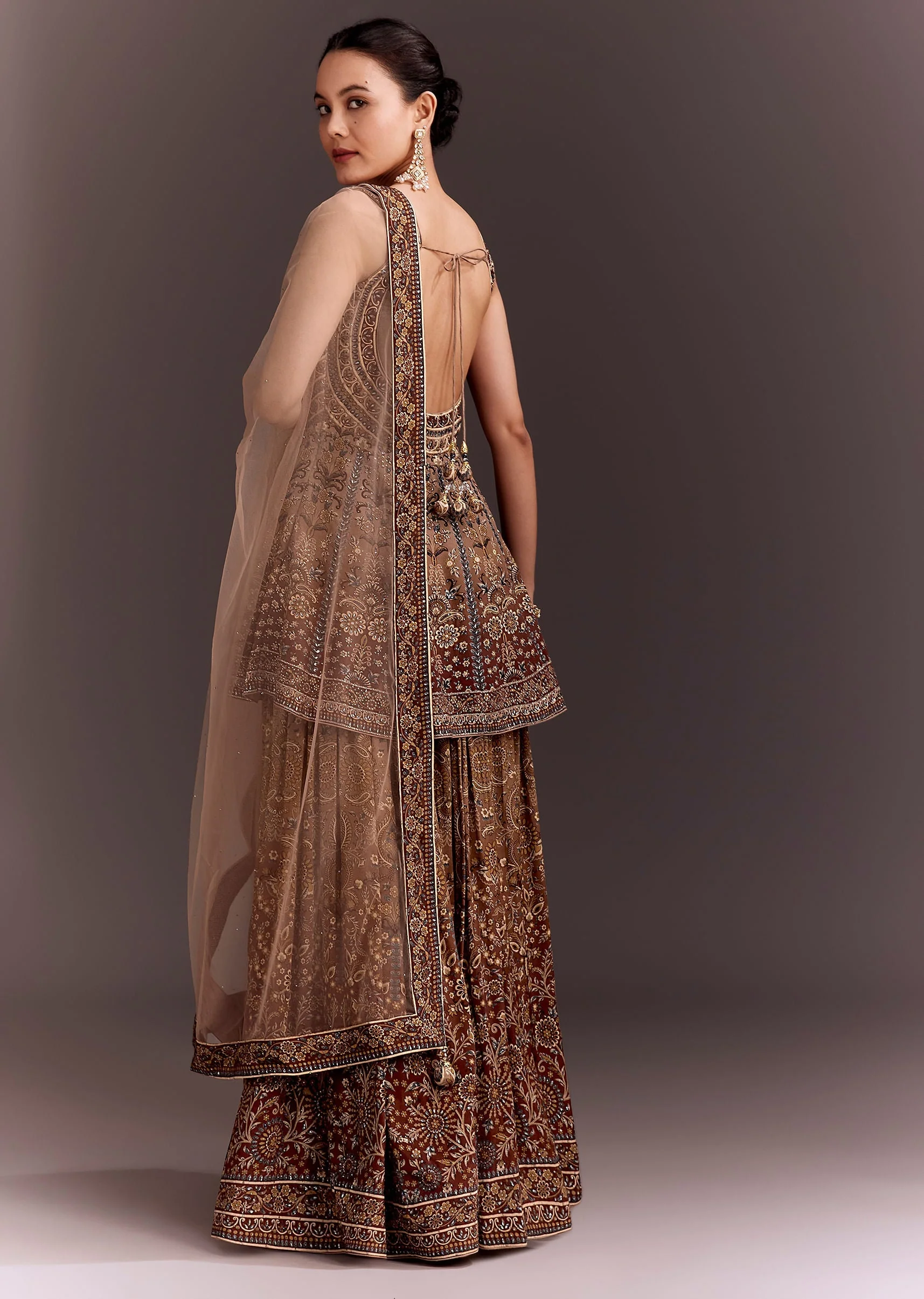 Brown Embroidered Palazzo Set - Image 5