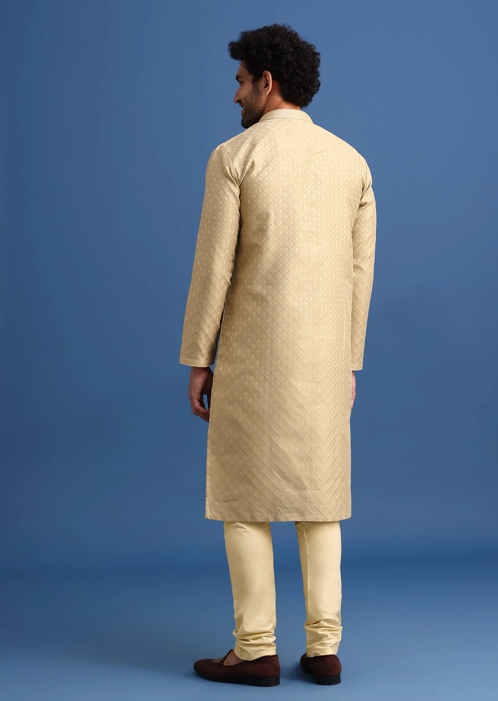 Brown Foil Print Kurta Set - Image 5