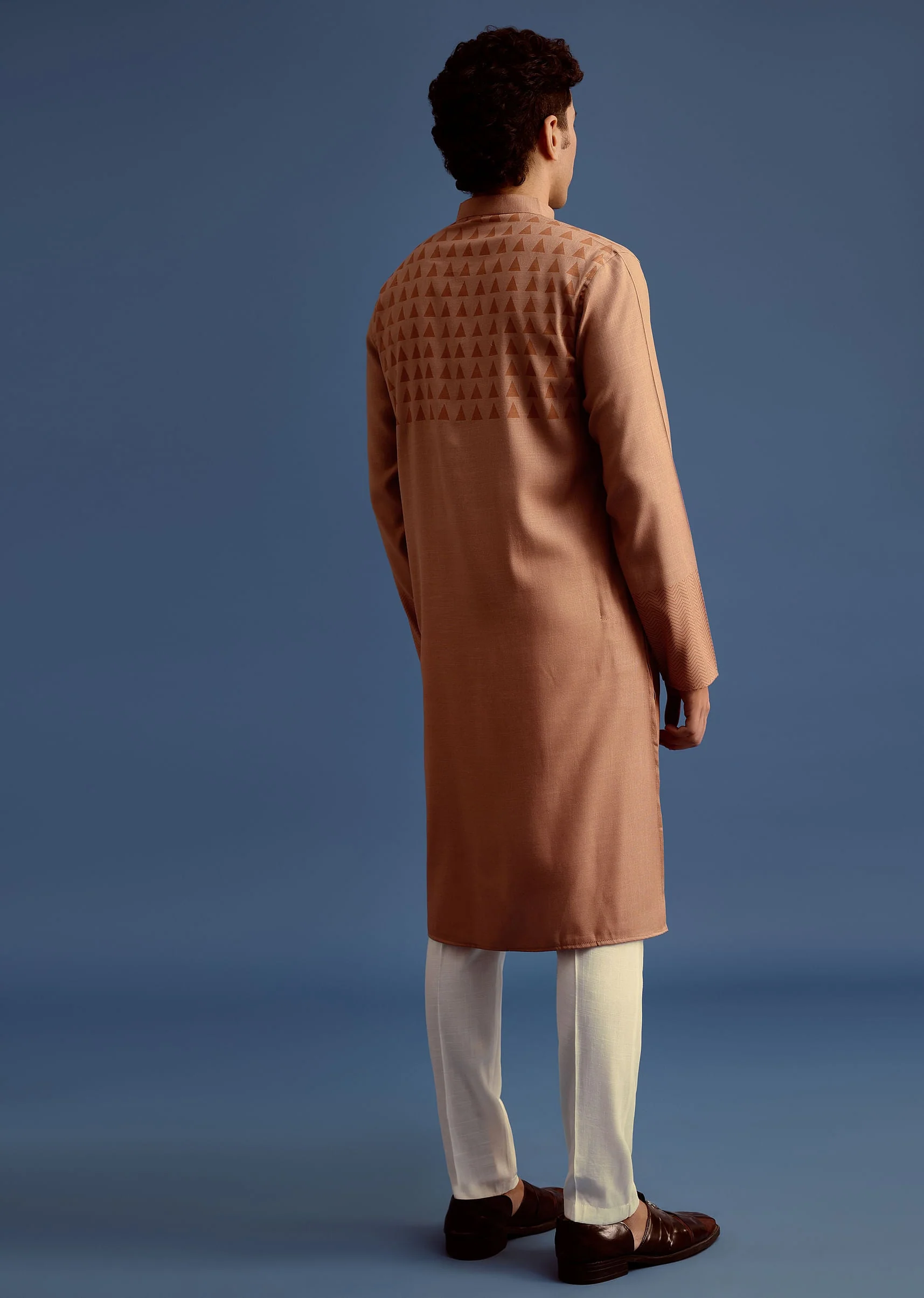 Brown Geometric Hand Block Printed Kurta Set - Image 5