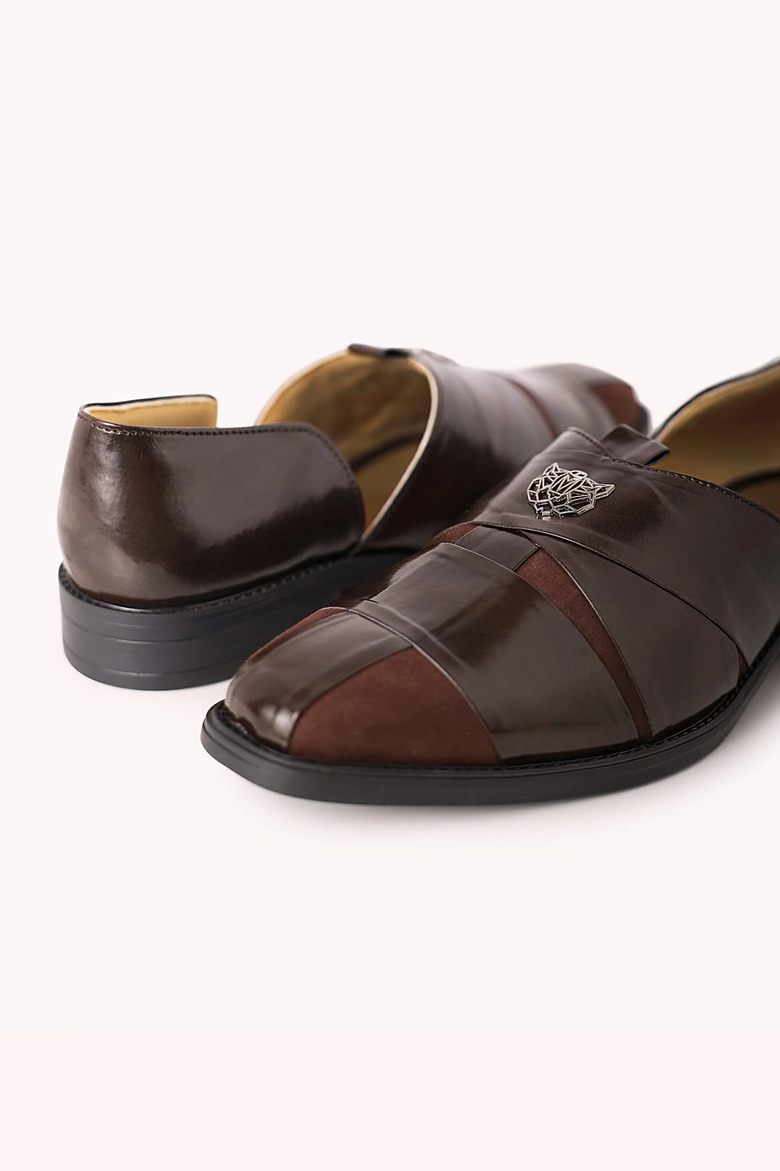 Brown Juttis with Block Heels - Image 6