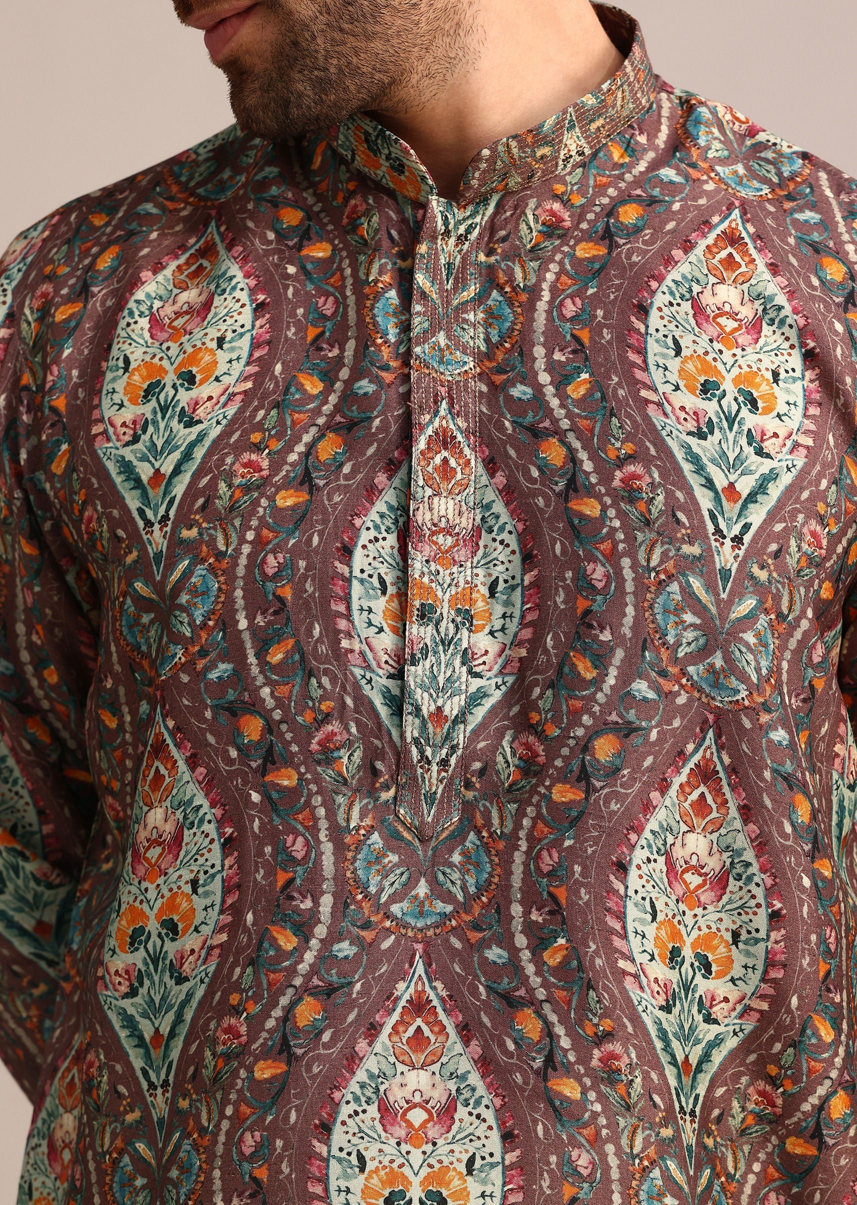 Brown Printed Kurta And Patiala Salwar Set - Image 2