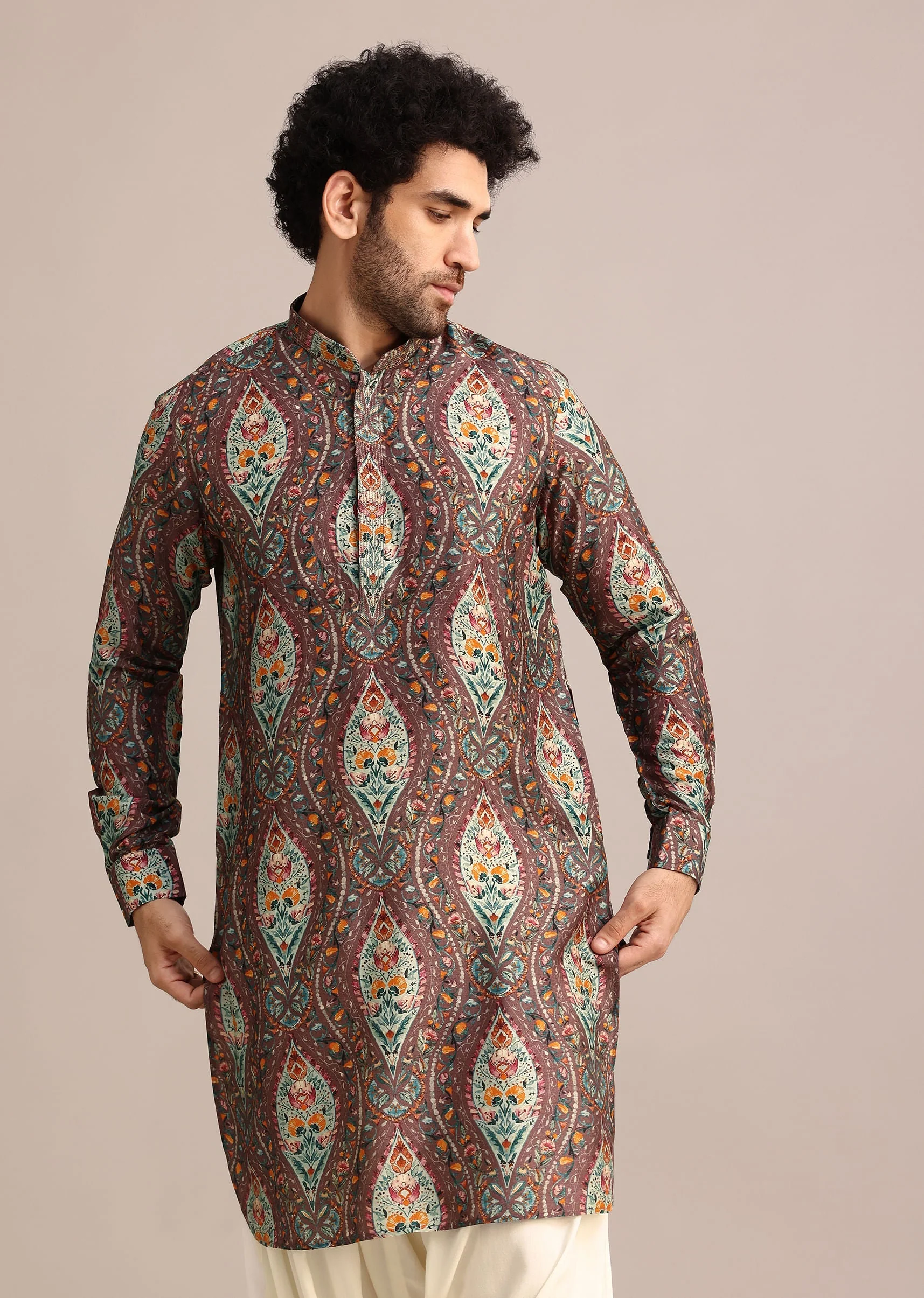 Brown Printed Kurta And Patiala Salwar Set - Image 4