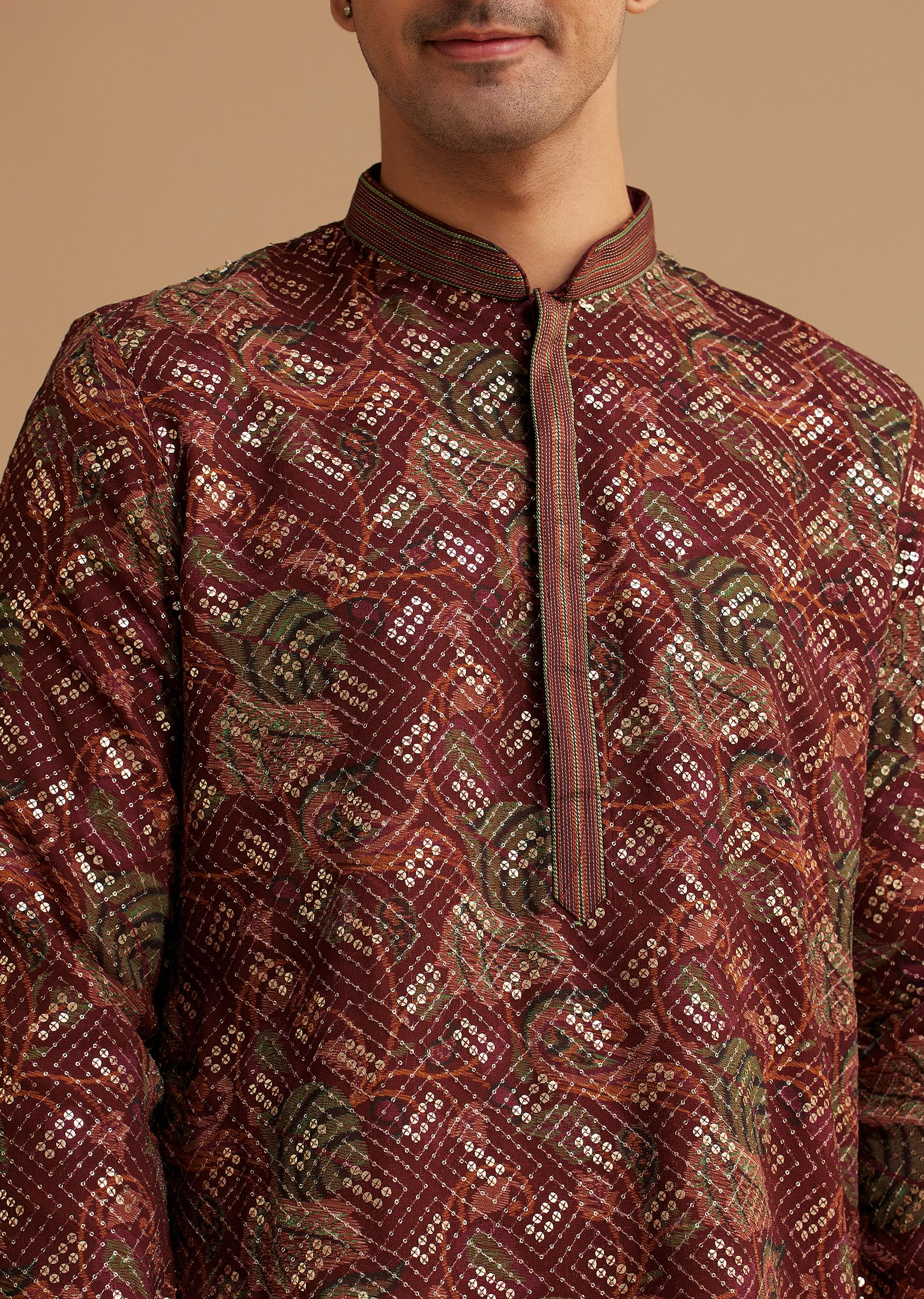 Brown Printed Kurta Set - Image 2