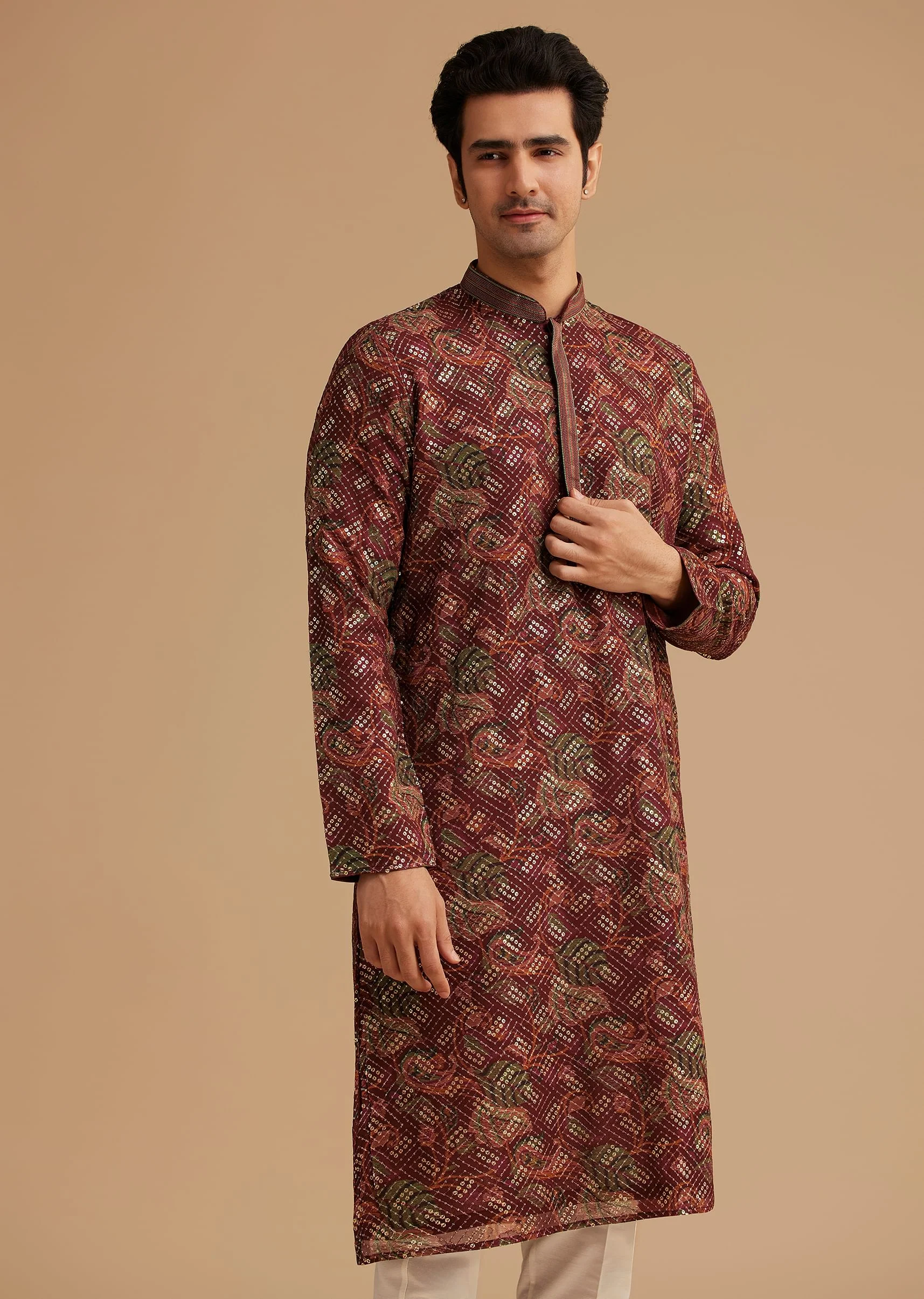 Brown Printed Kurta Set - Image 4
