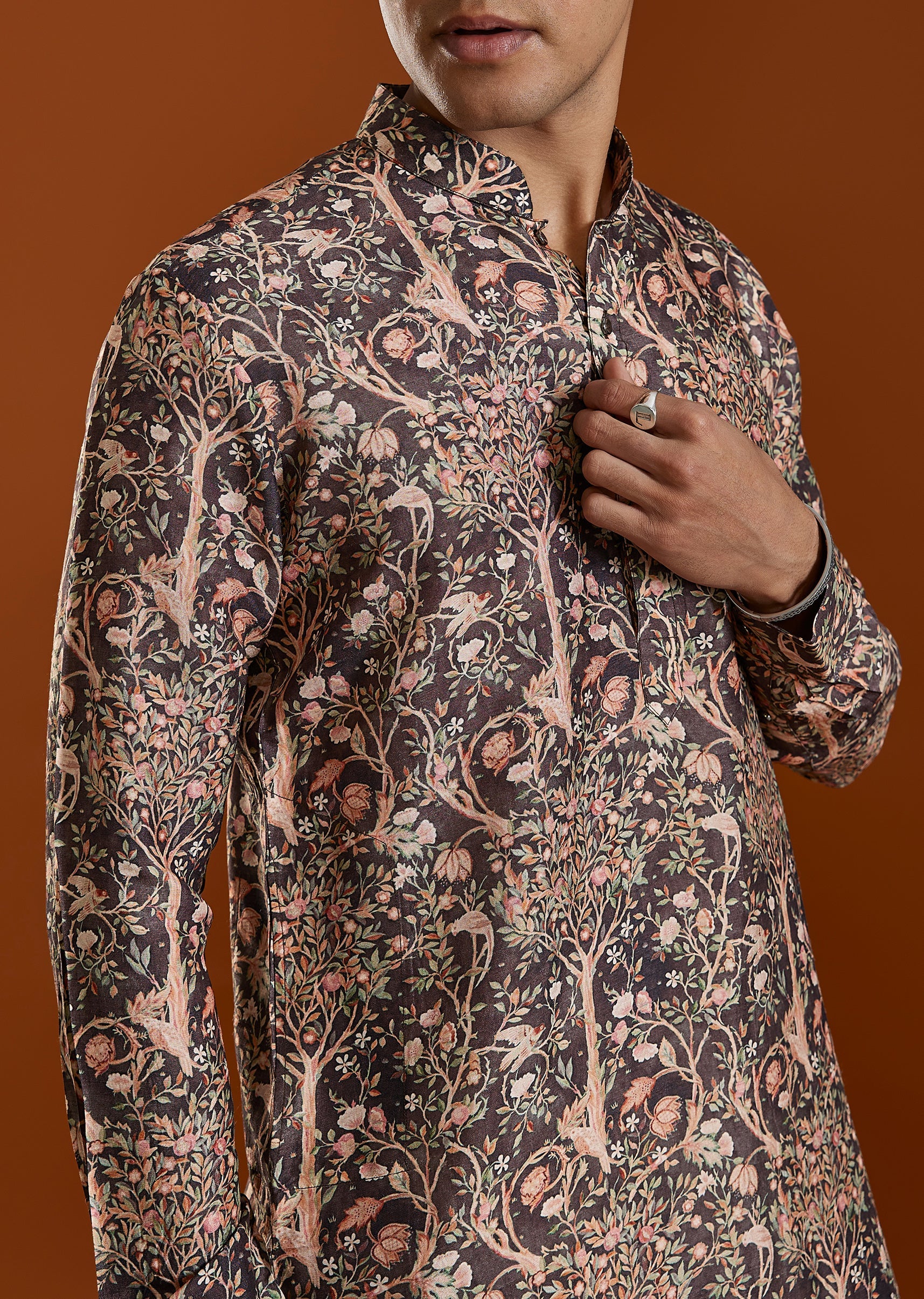 Brown Printed Viscose Kurta - Image 2