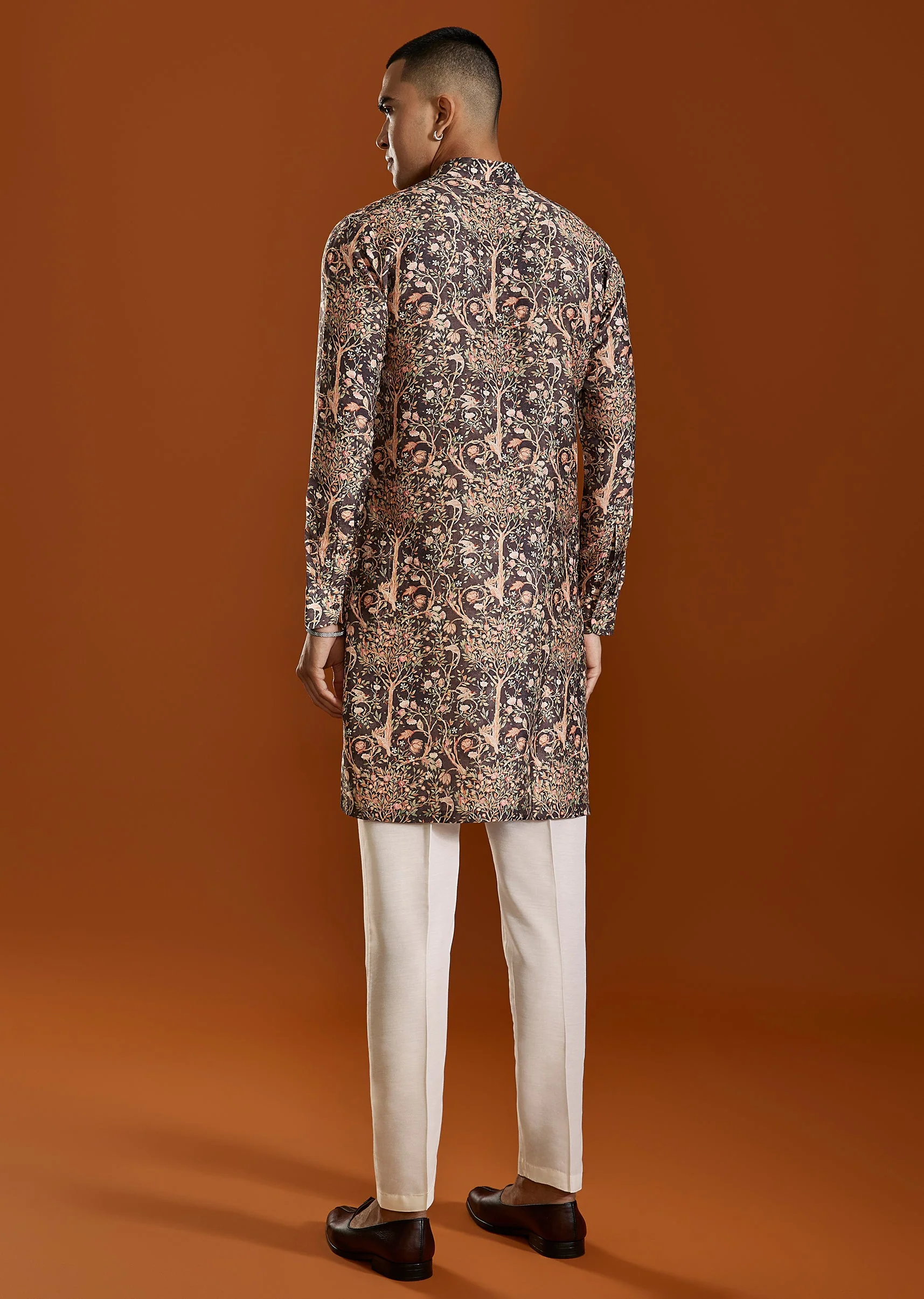 Brown Printed Viscose Kurta - Image 5