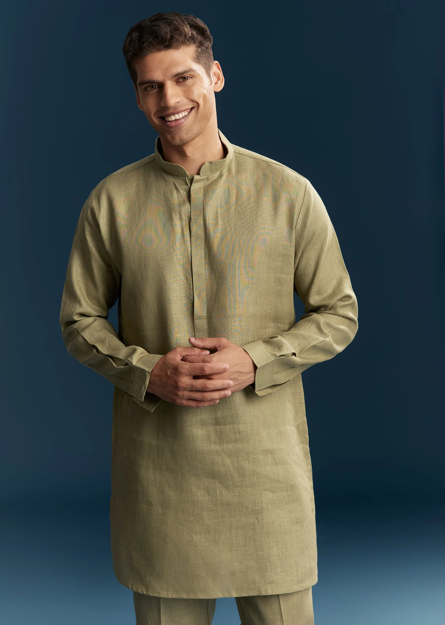 Brown Silk Kurta Jacket Set With Minimal Thread Detail - Image 6