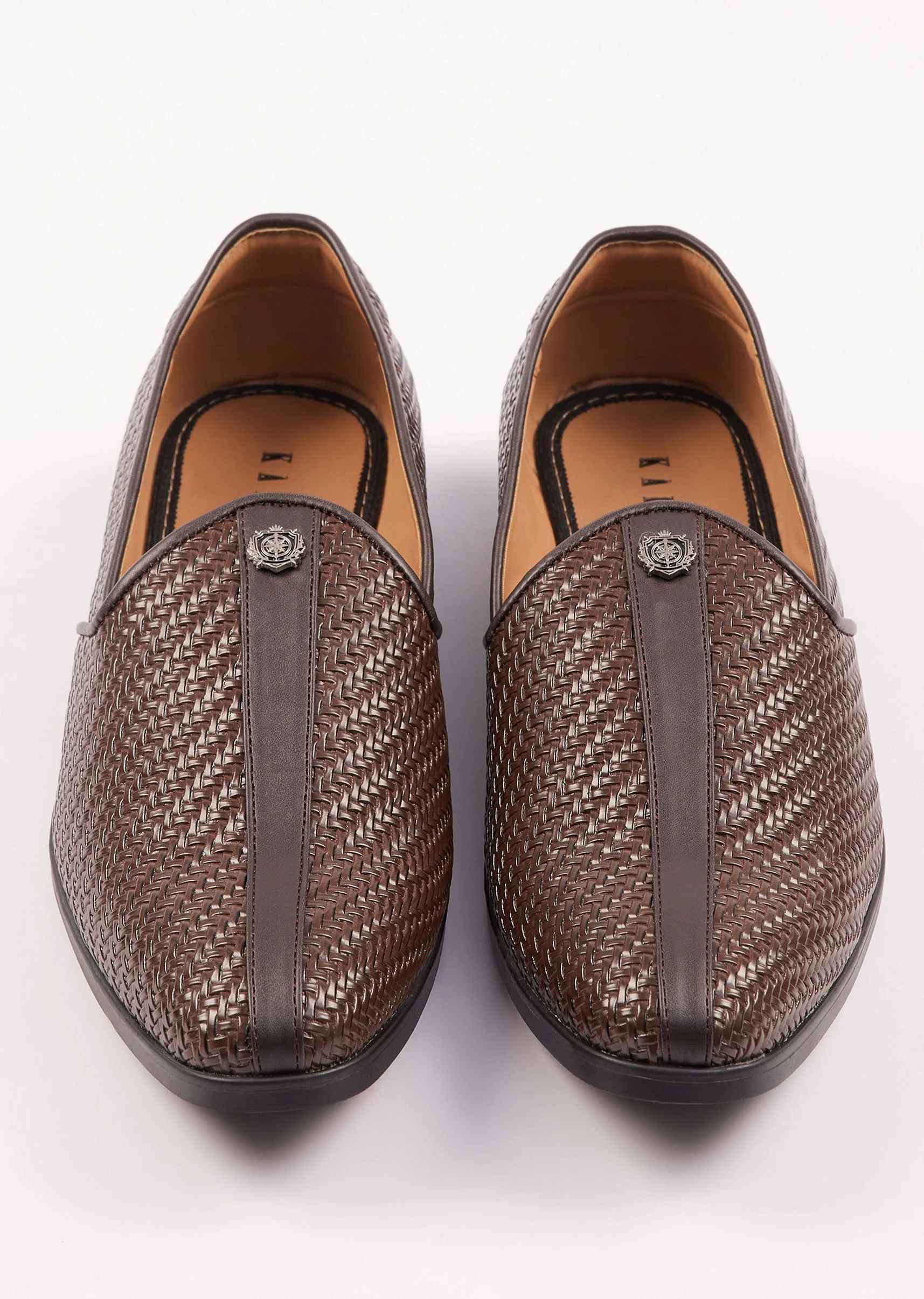 Brown Textured Juttis For Men - Image 5