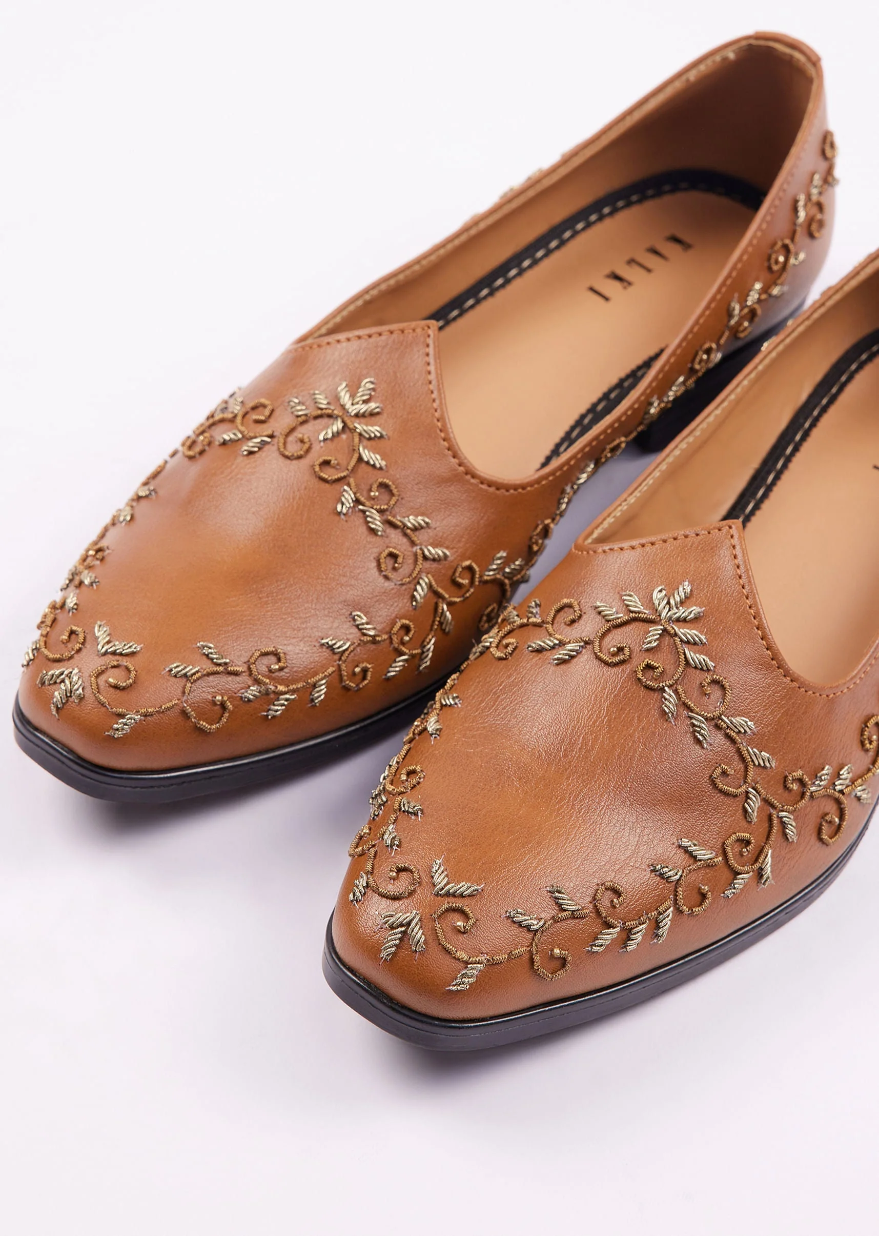 Brown Zardosi Work Juttis For Men - Image 4