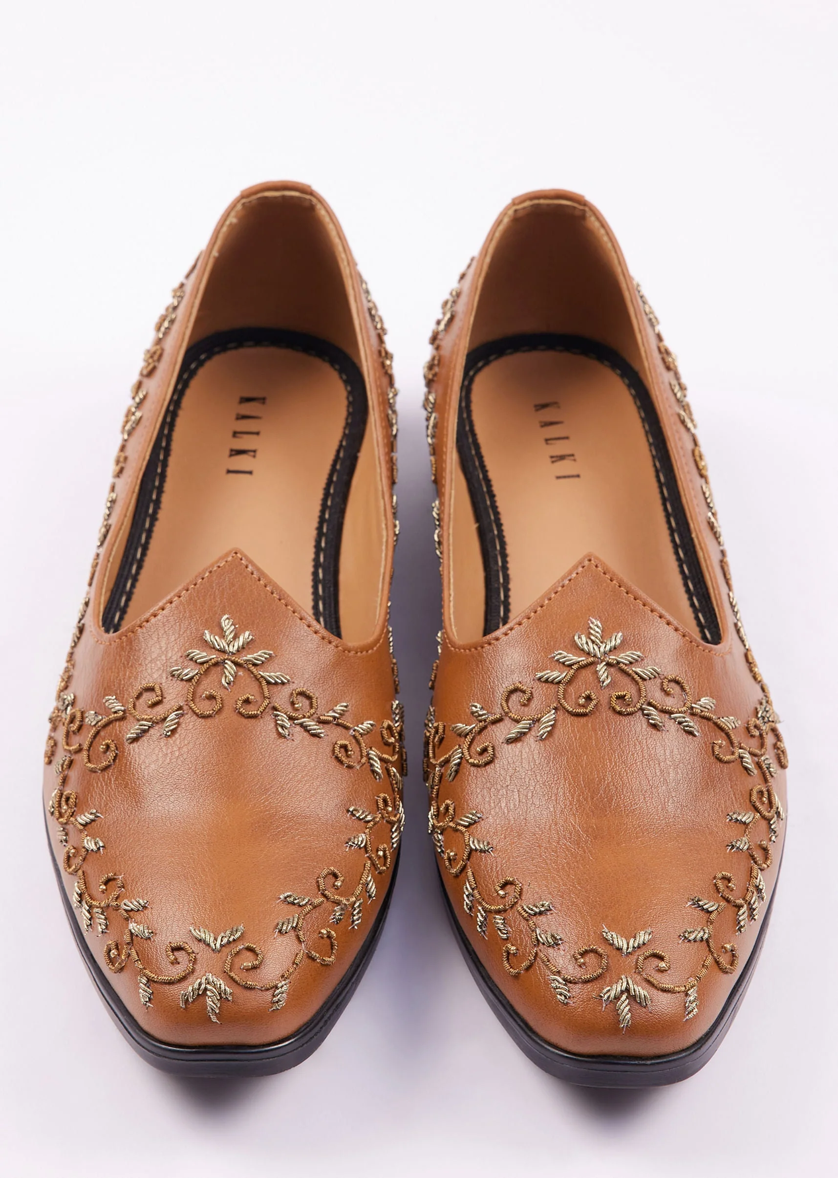 Brown Zardosi Work Juttis For Men - Image 5