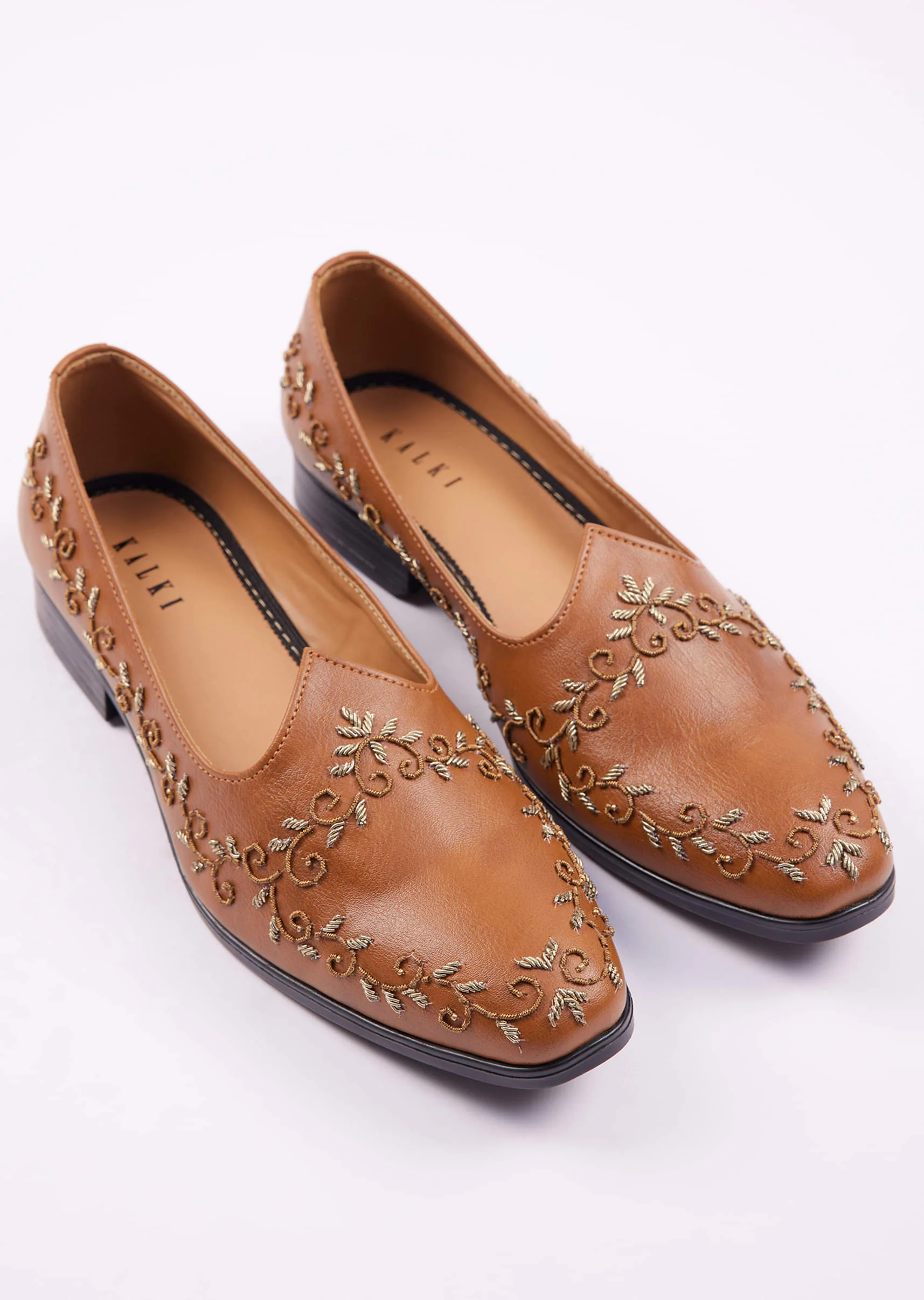 Brown Zardosi Work Juttis For Men - Image 6