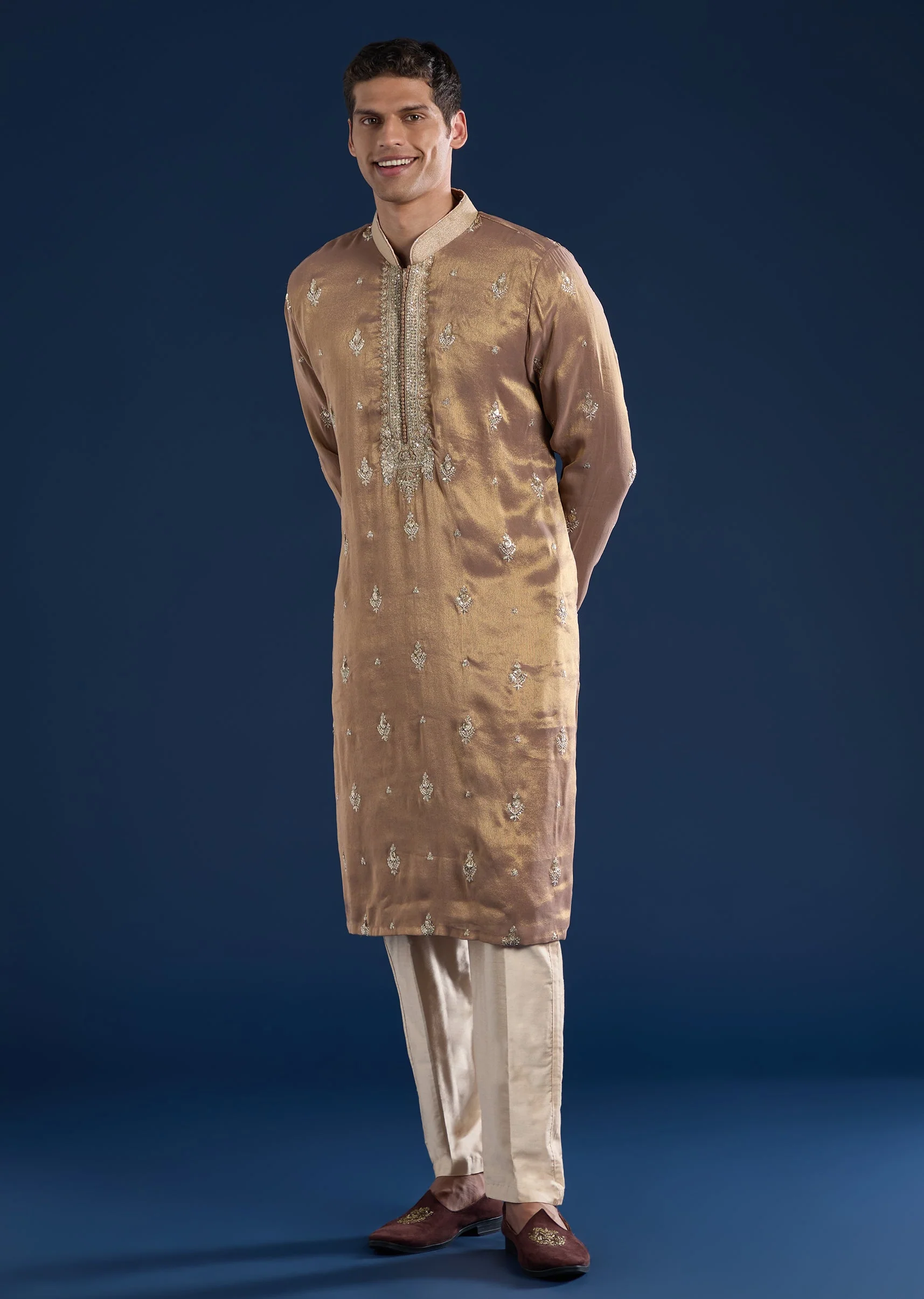 Champagne Tissue Kurta Set - Image 3