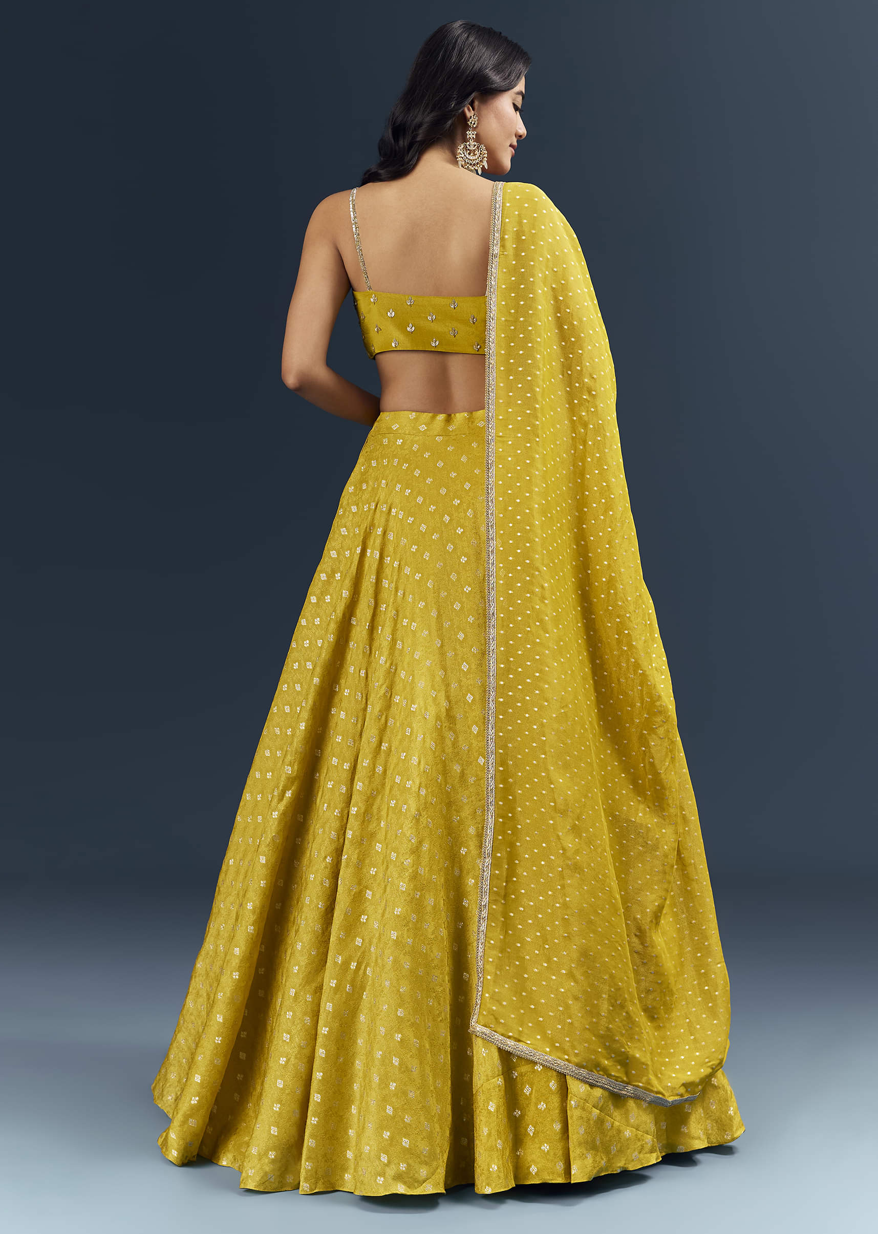 Citrus Green Banarasi Silk Bridesmaid Lehenga With Intricate Hand Embroidery - Image 2
