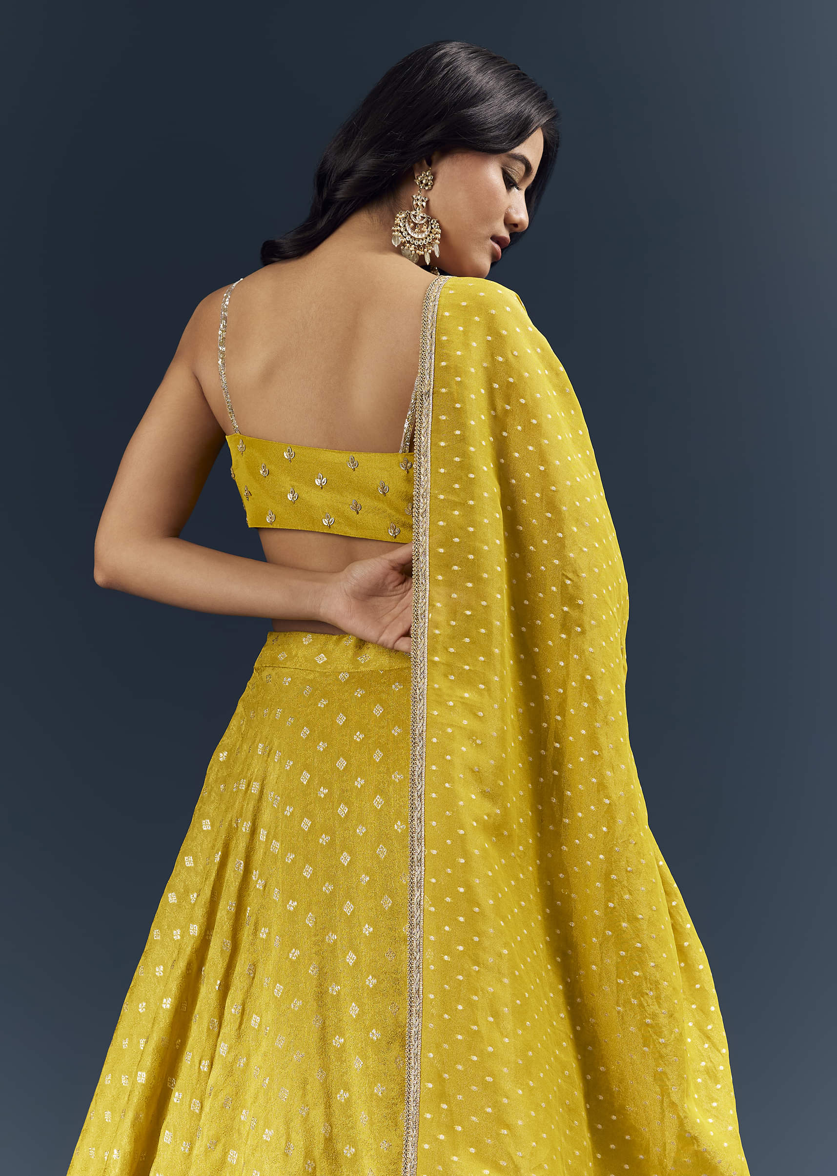Citrus Green Banarasi Silk Bridesmaid Lehenga With Intricate Hand Embroidery - Image 6
