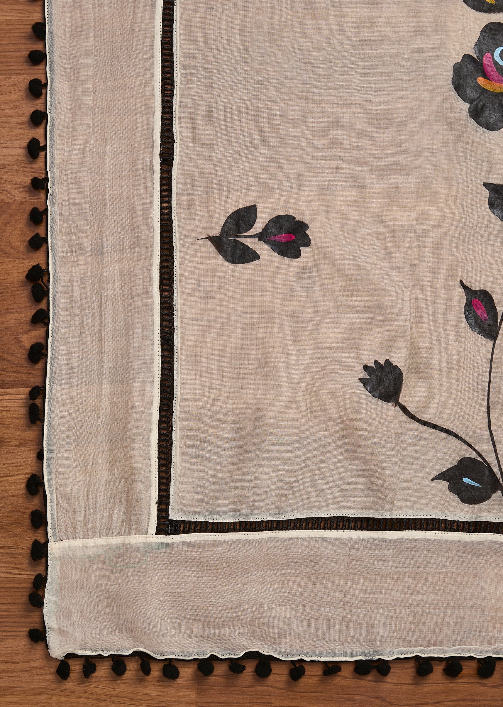 Classic Black And White Cotton Printed Unstitched Suit With Dupatta - Image 4