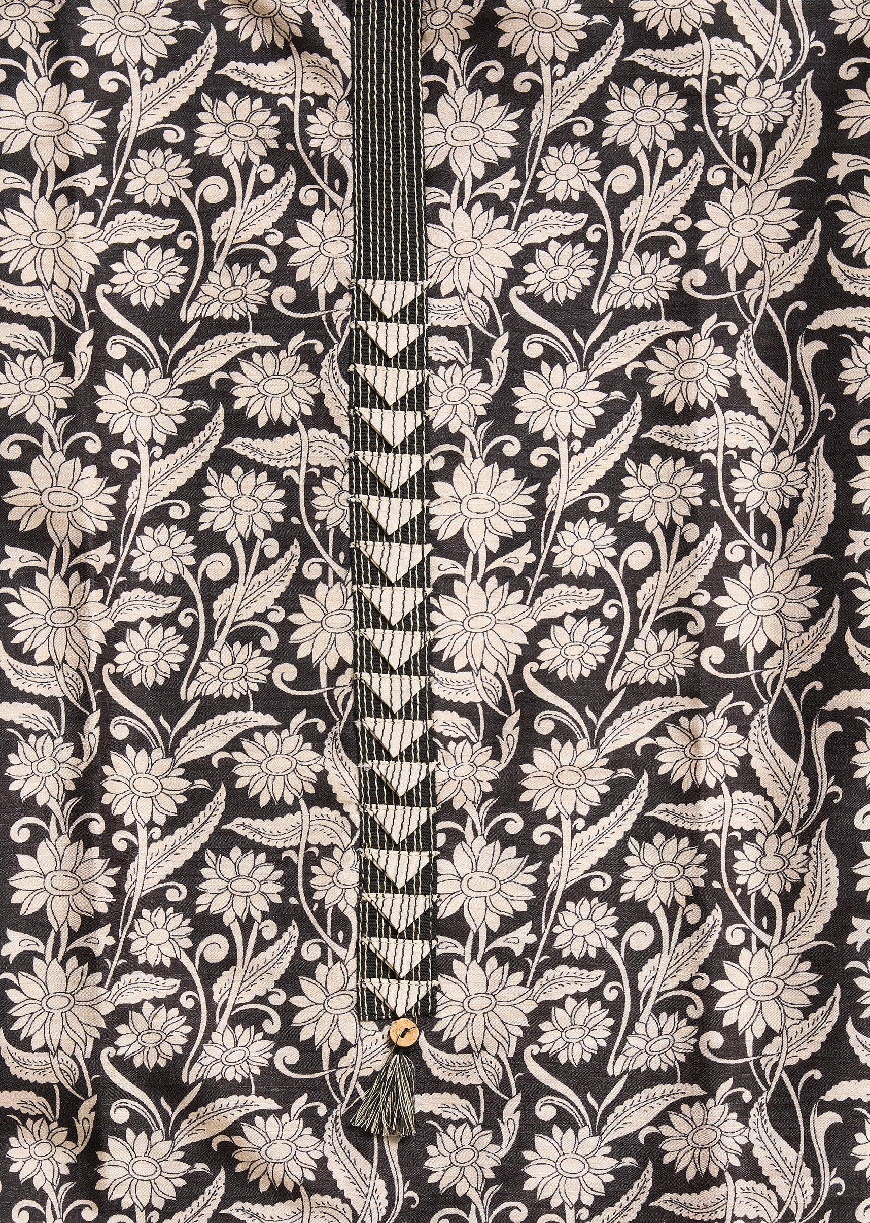 Classic Black Cotton Unstitched Suit - Image 2