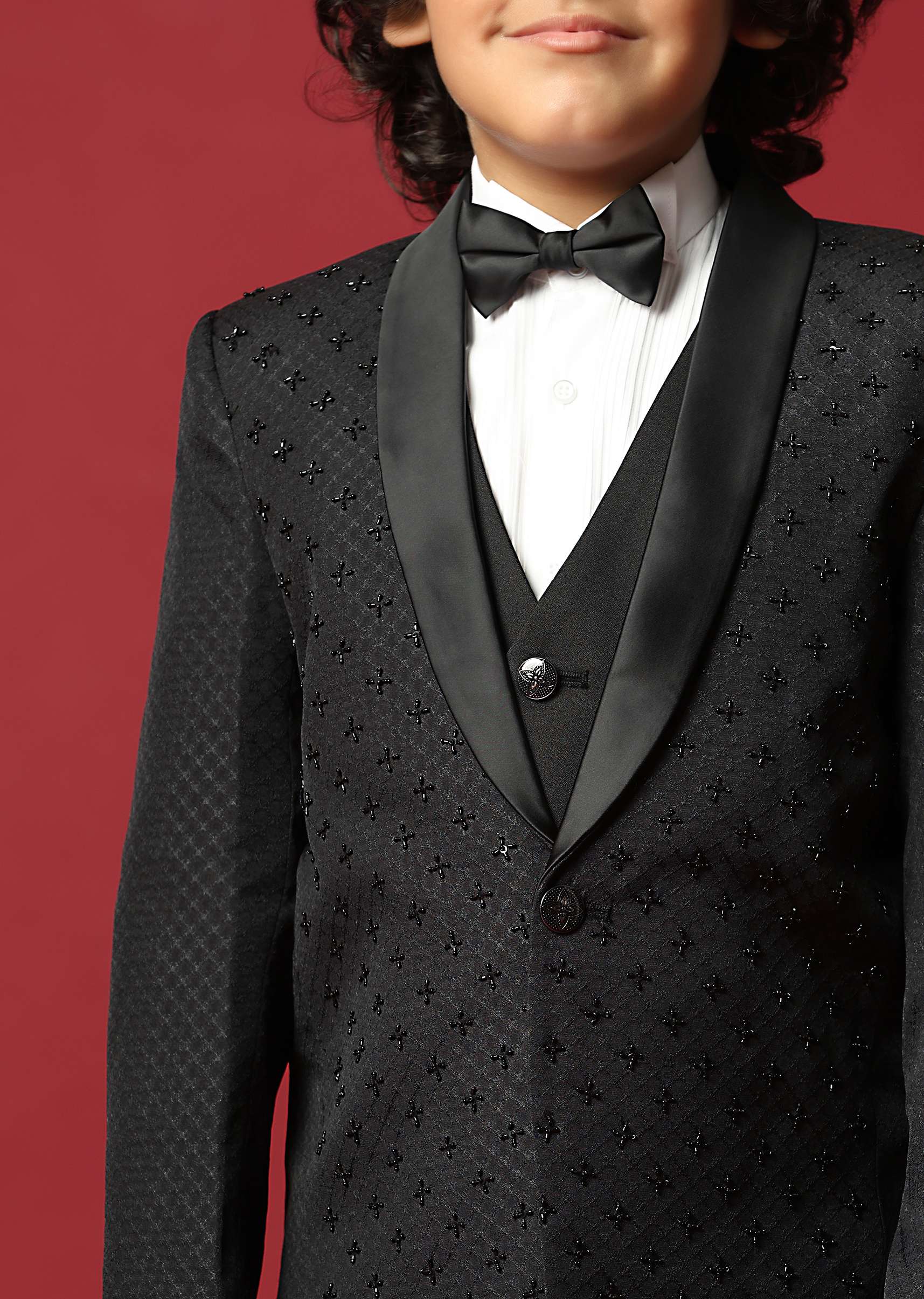 Classic Black Cutwork Tuxedo For Boys - Image 2