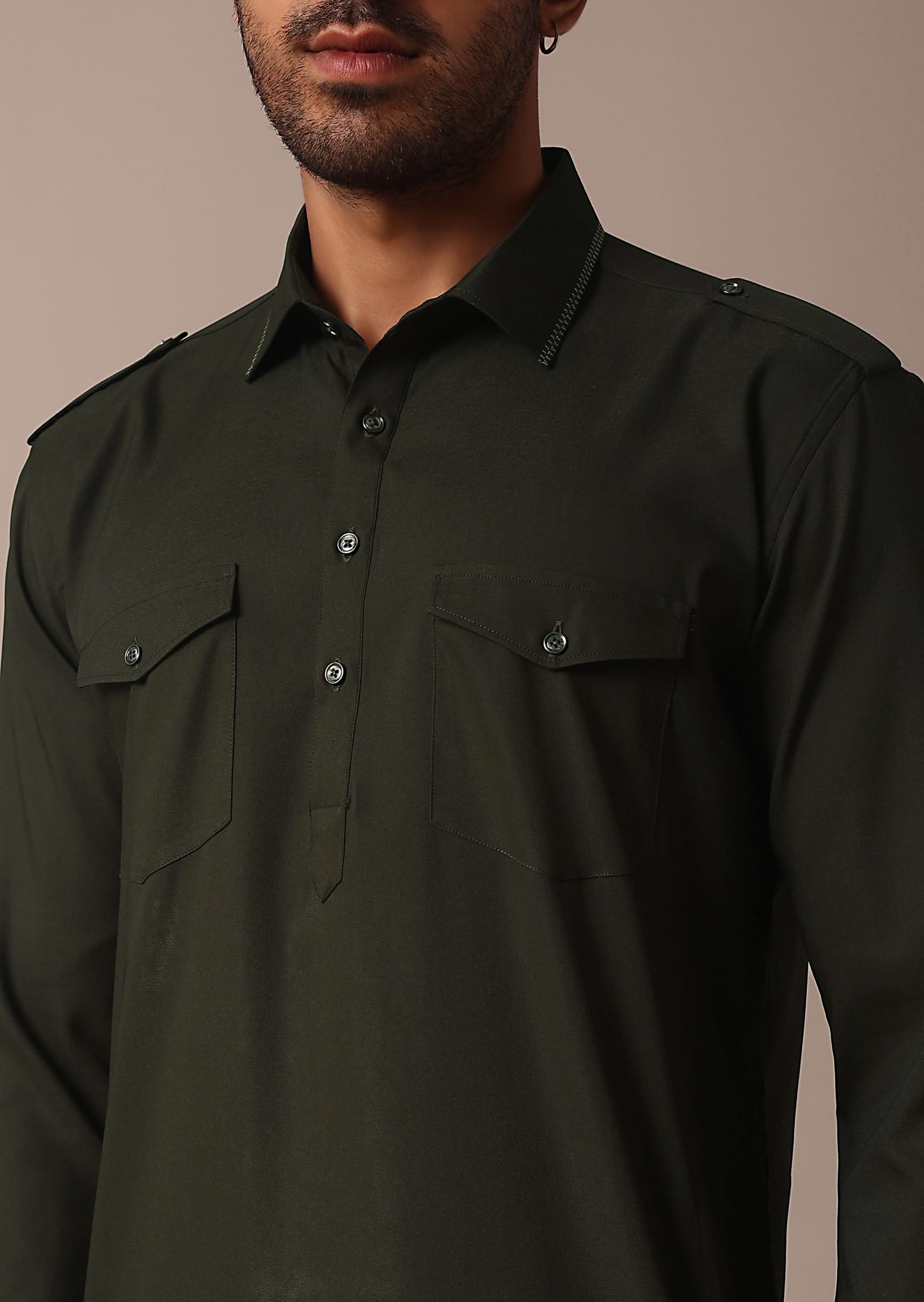 Classic Green Pathani Kurta Set For Eid
