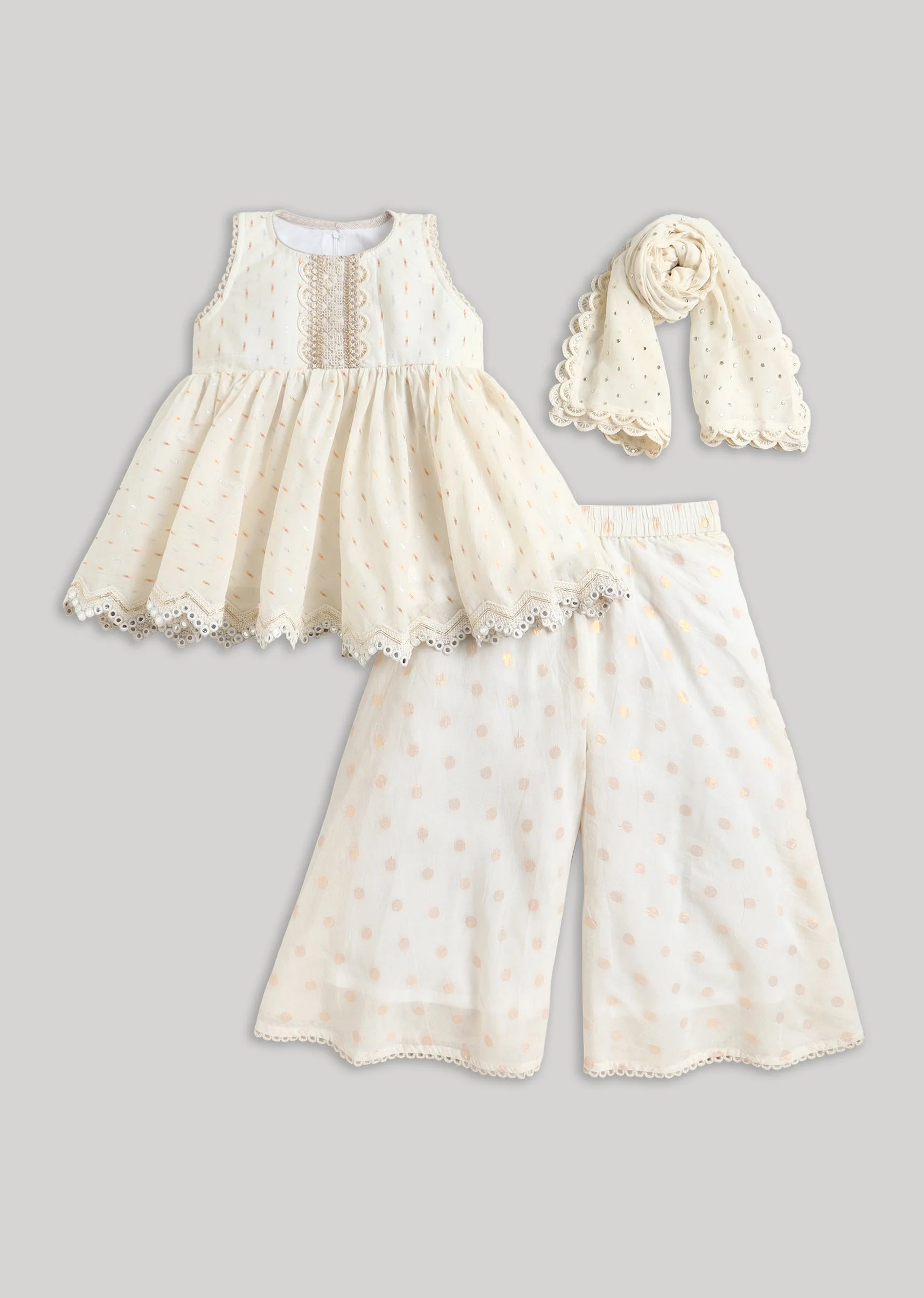 Classic Off White Cotton Salwar Suit With Zari Accents And Dupatta