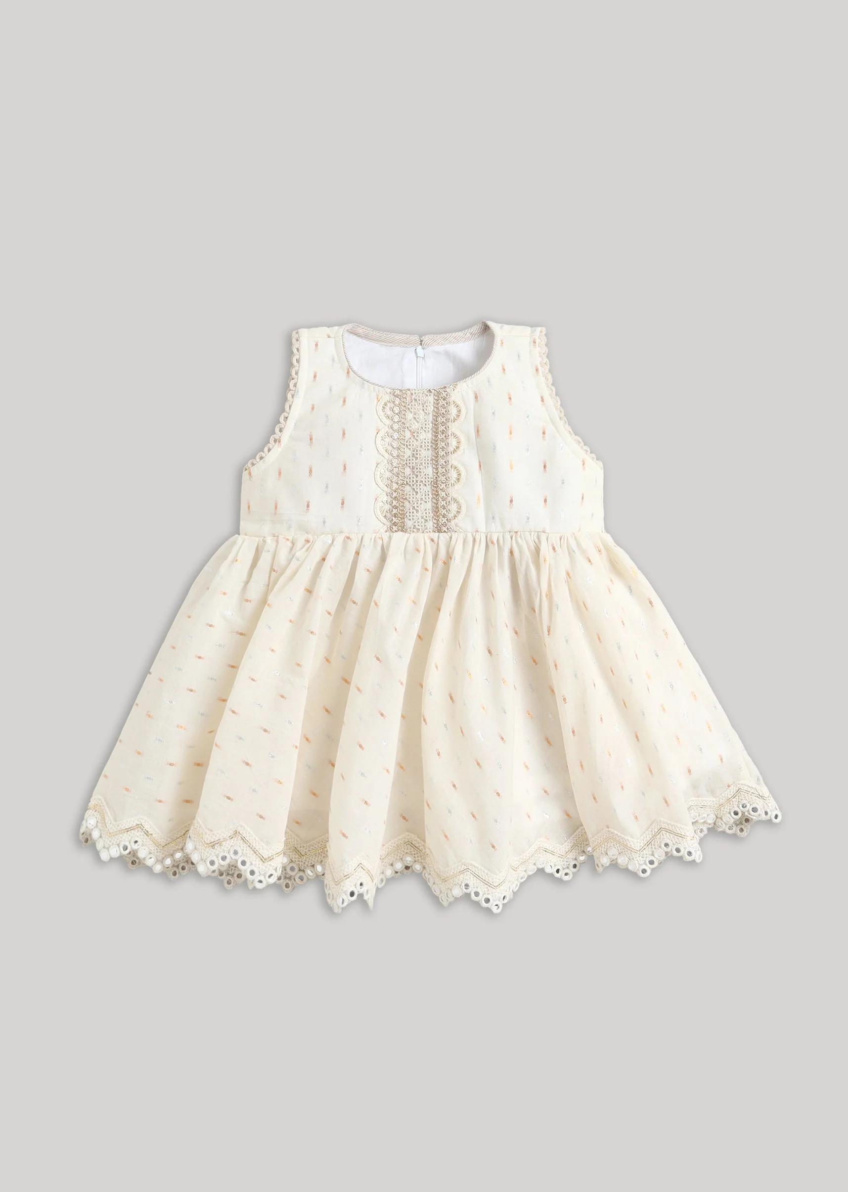 Classic Off White Cotton Salwar Suit With Zari Accents And Dupatta - Image 2