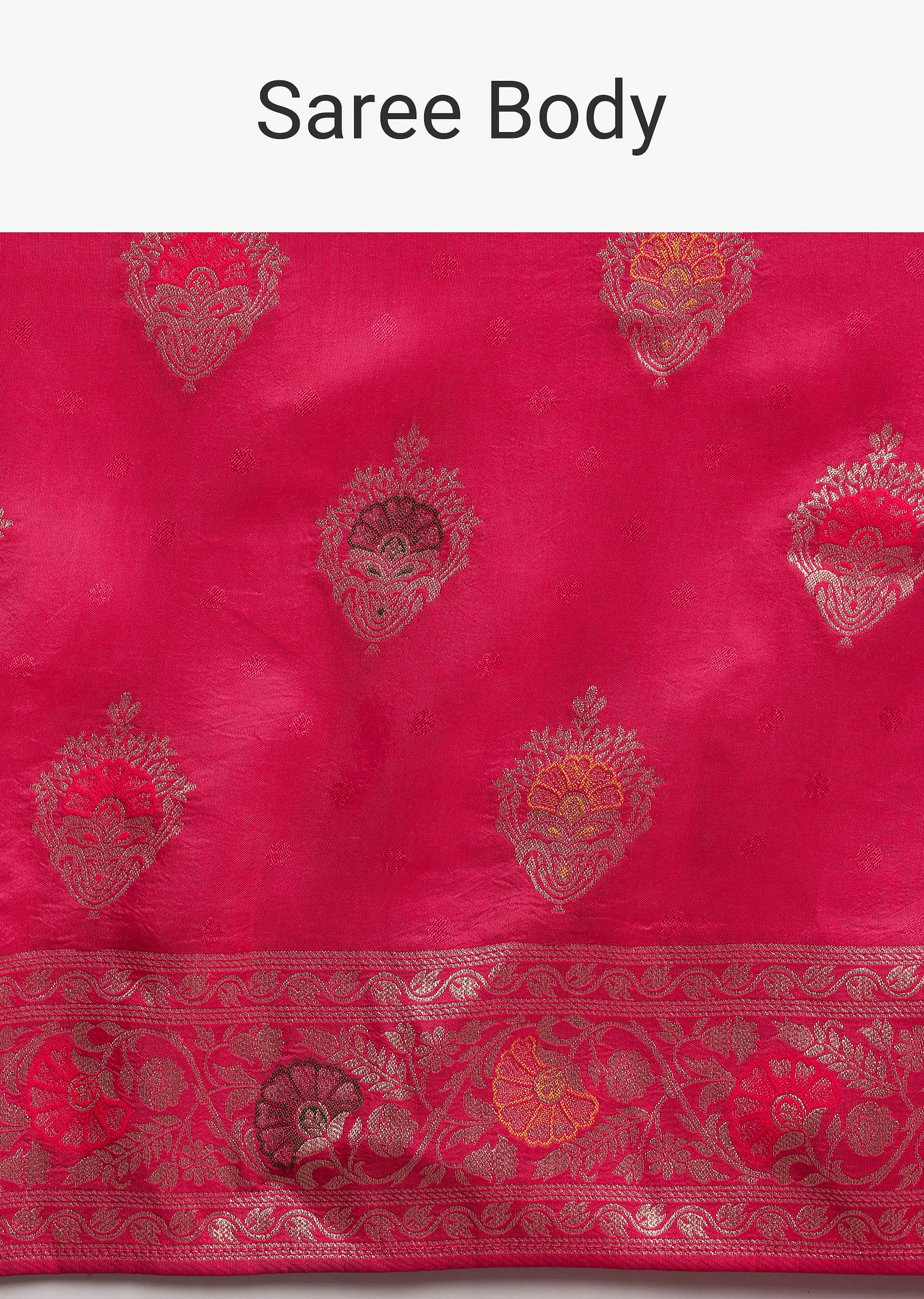 Classic Red Dola Silk Saree With Zari Detailing - Image 9