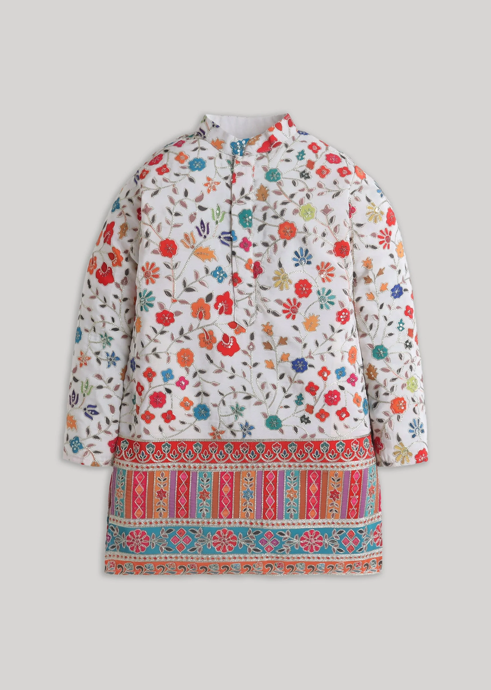 Classic Zari Embroidered Cotton Kurta Set For Boys - Image 2