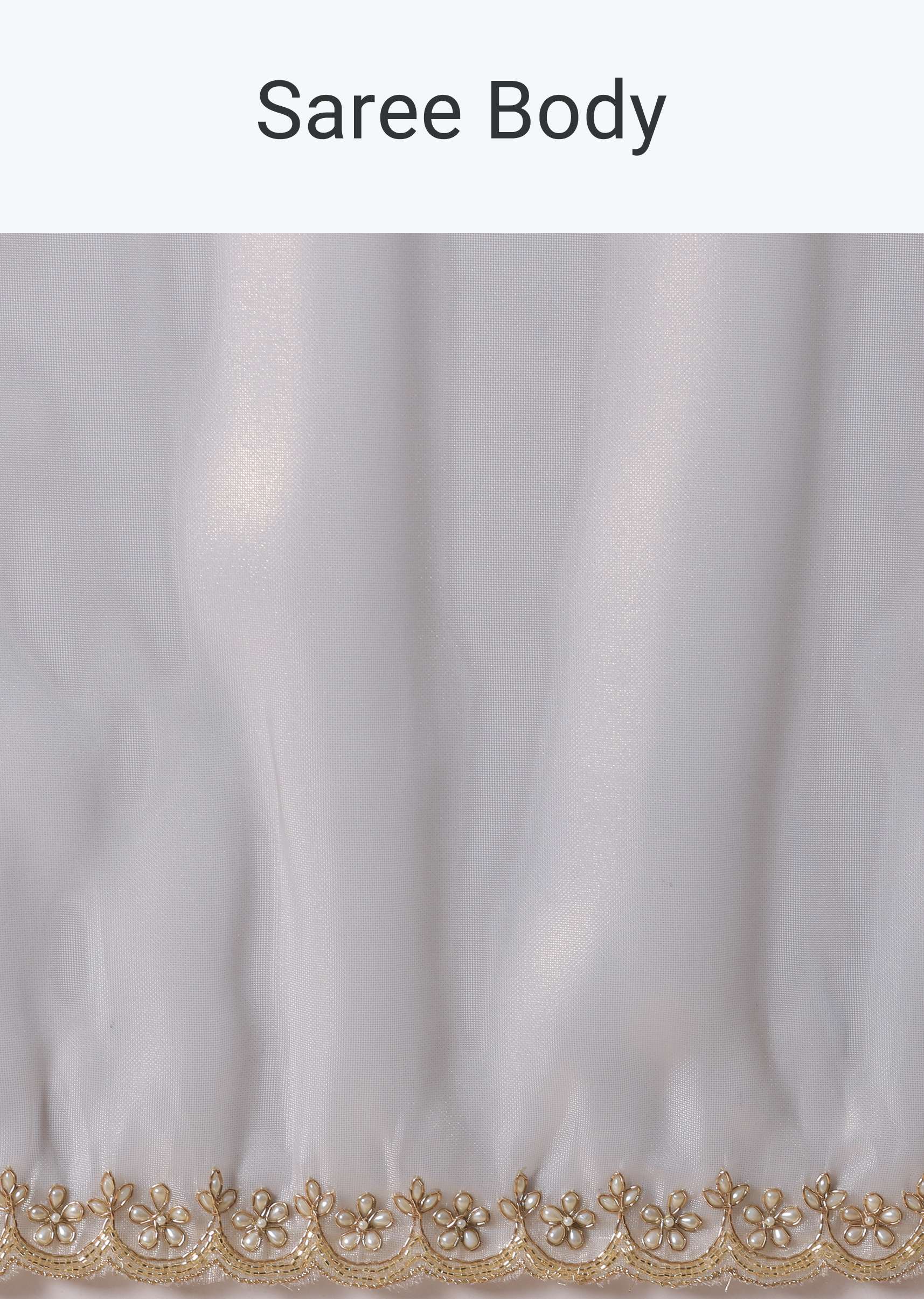 Cloud Grey Foil Saree In Tissue With Cut Dana Embroidered Borders - Image 7